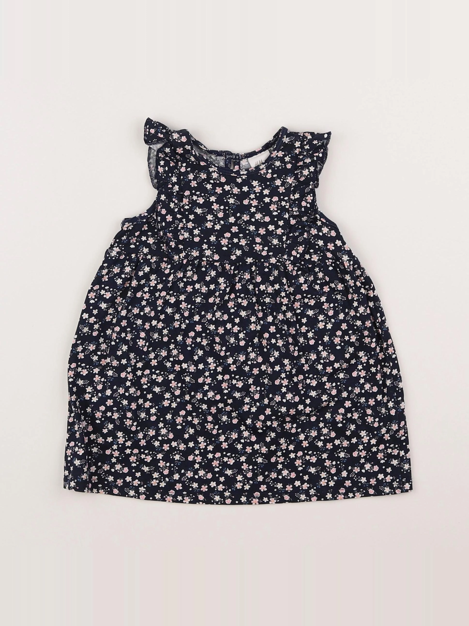H&M - robe blanc, bleu - 6/9 mois
