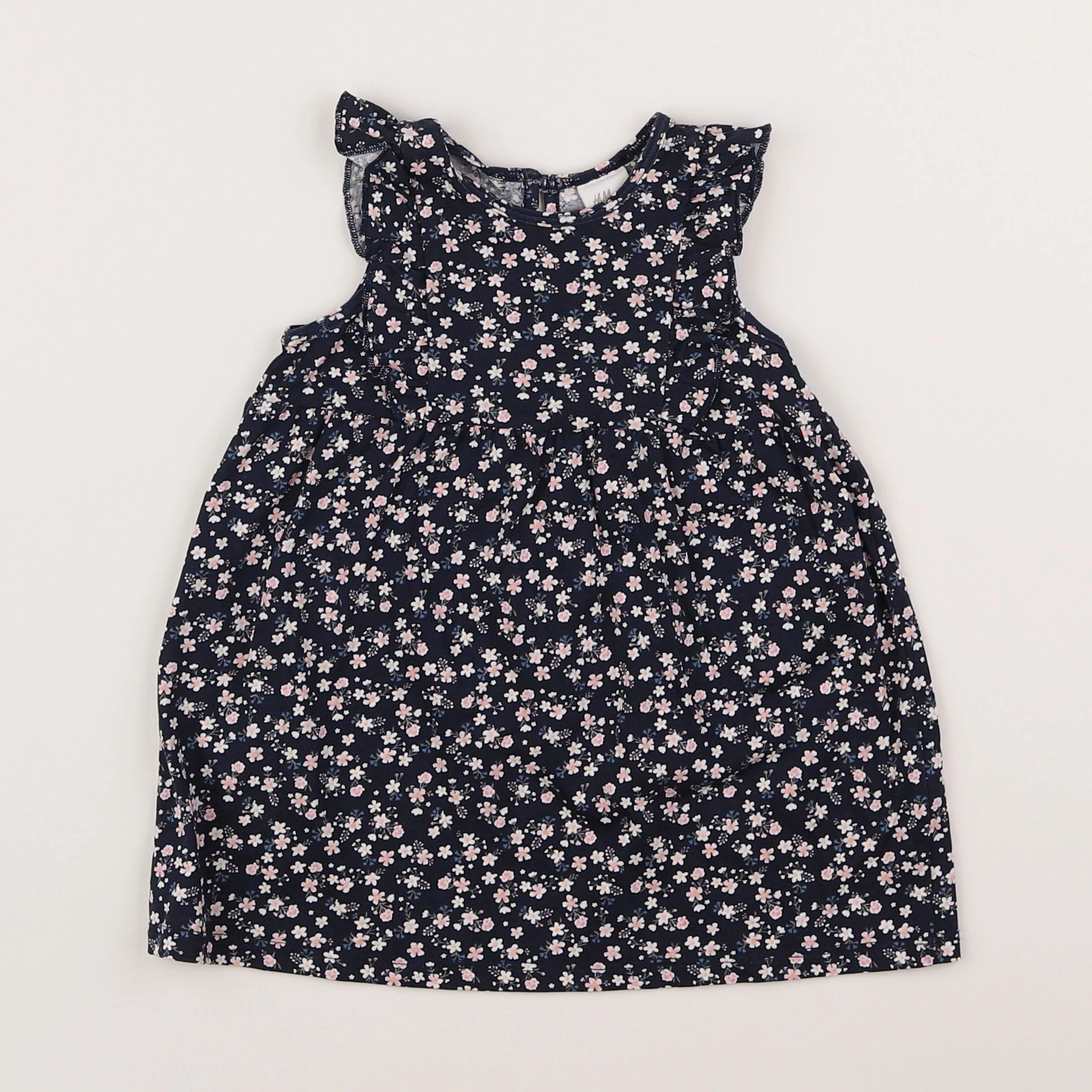 H&M - robe blanc, bleu - 6/9 mois