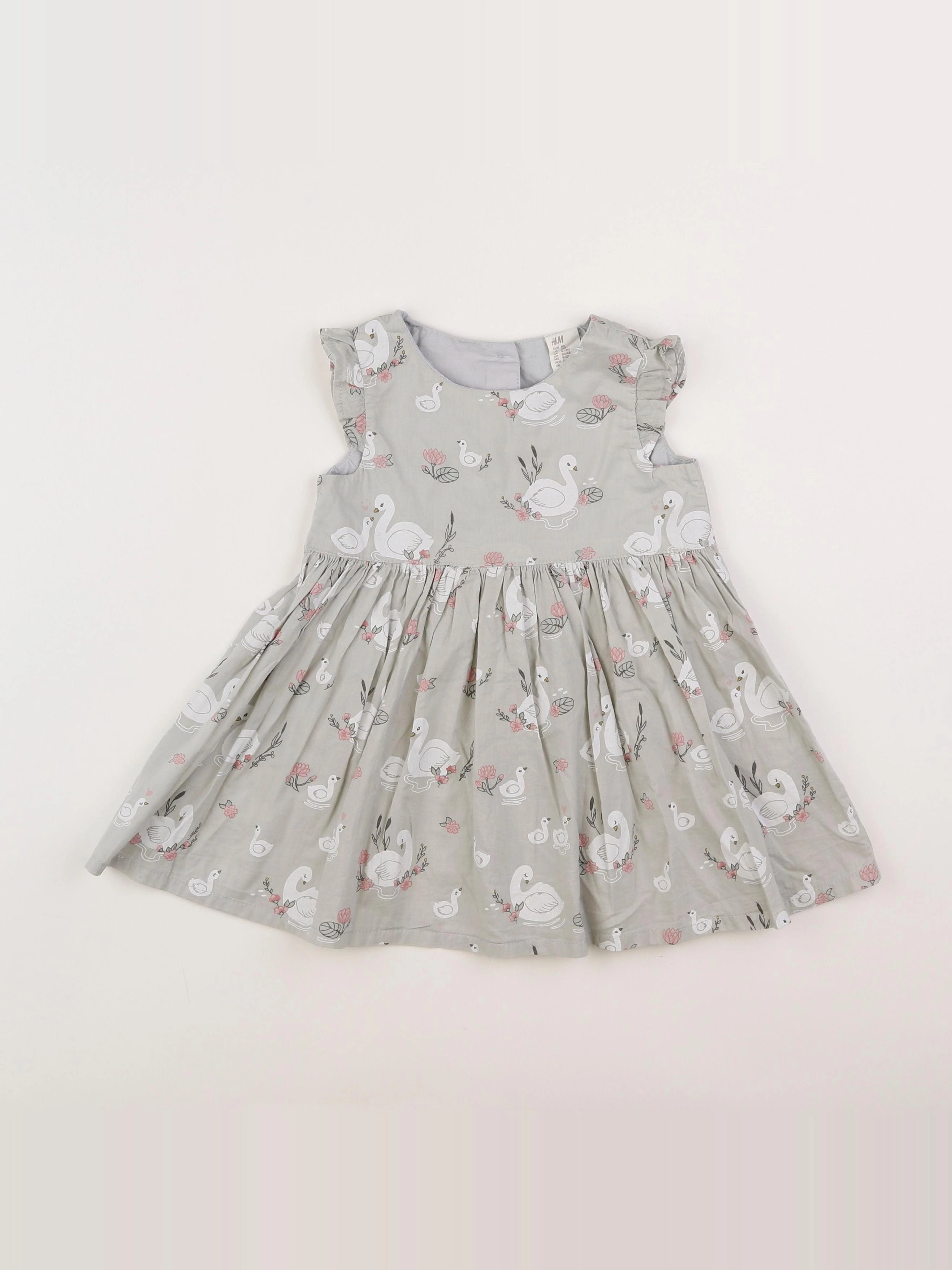 H&M - robe gris, blanc - 9/12 mois