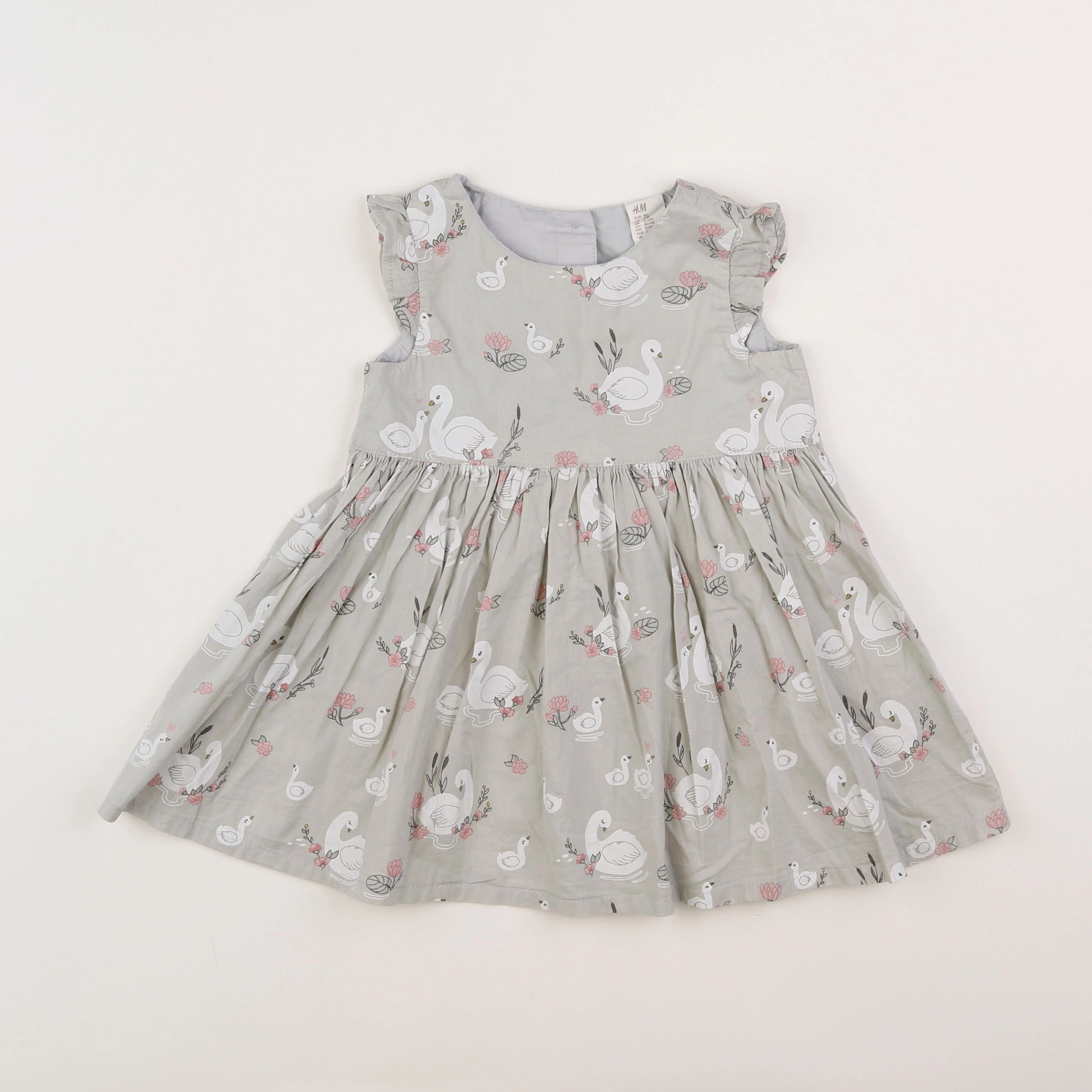 H&M - robe gris, blanc - 9/12 mois