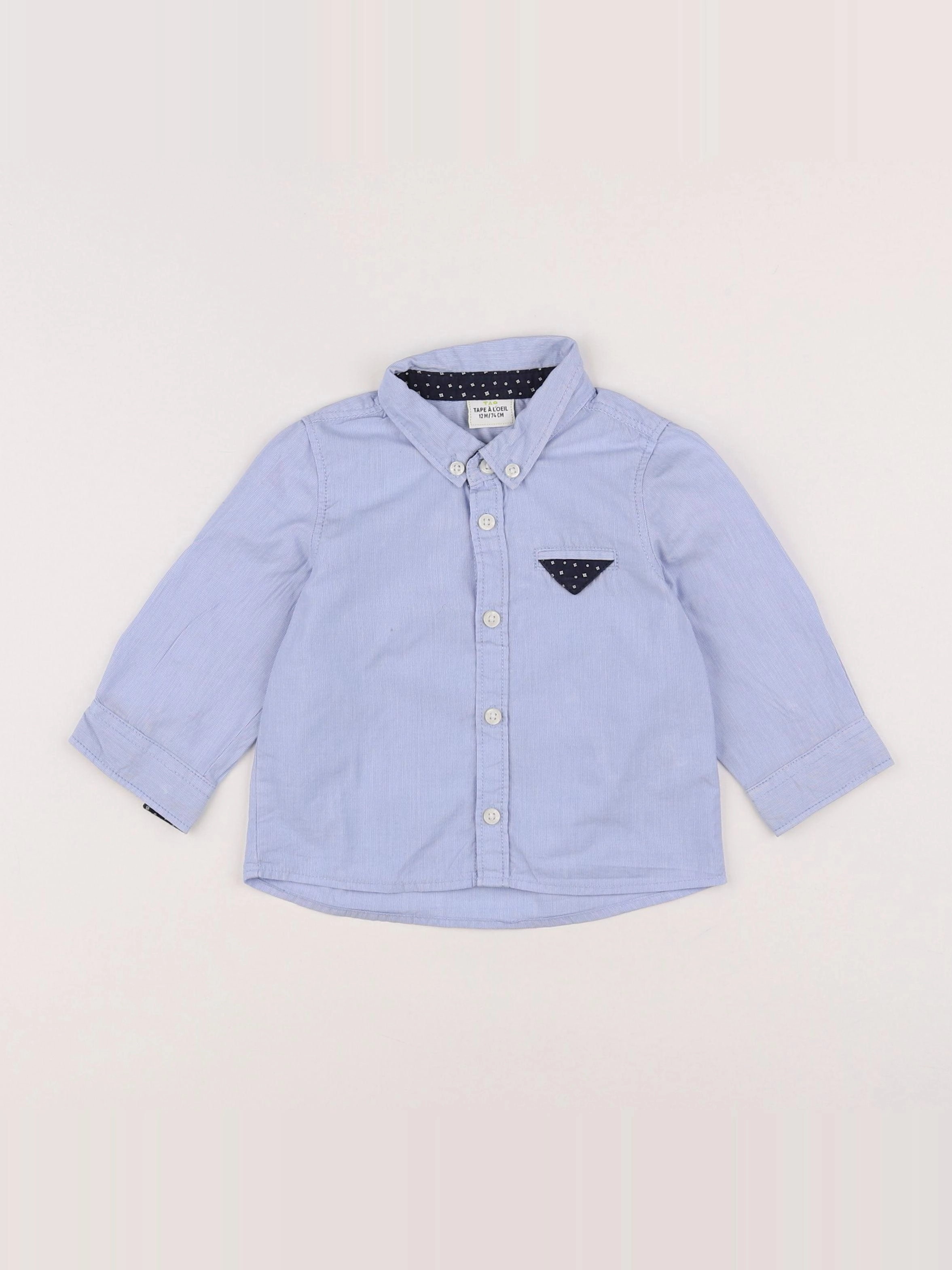 Tape à l'oeil - chemise bleu, blanc - 12 mois
