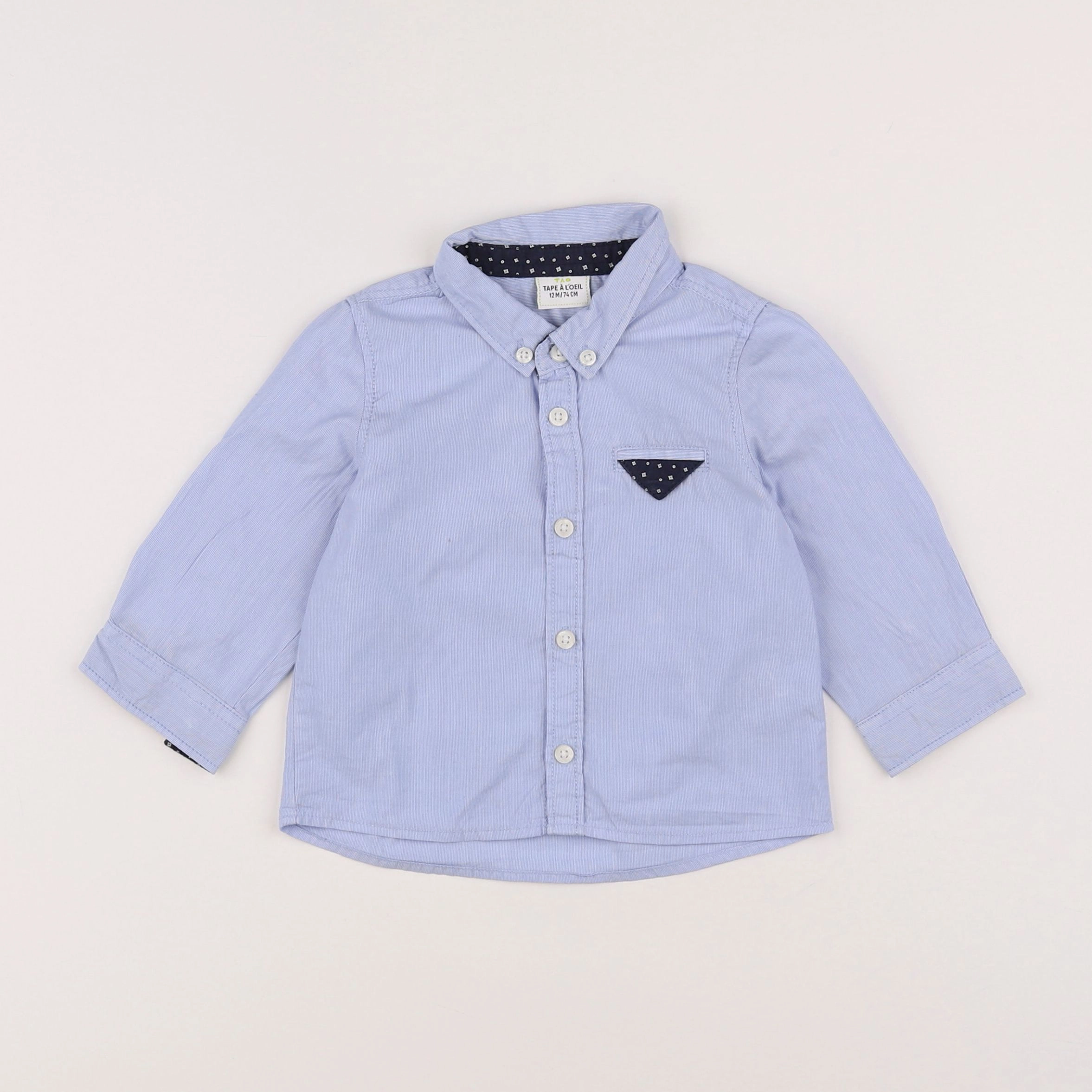 Tape à l'oeil - chemise bleu, blanc - 12 mois