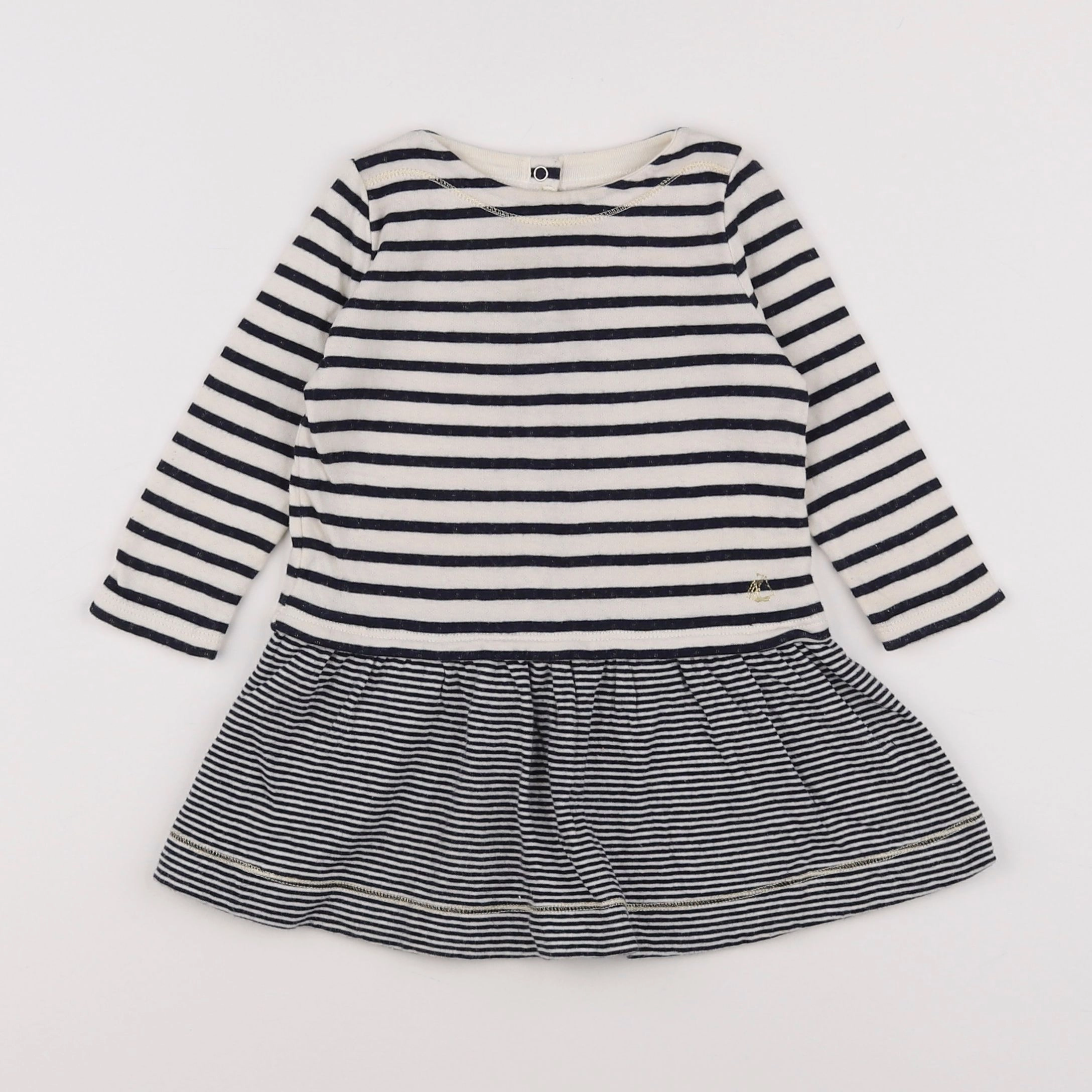 Petit Bateau - robe blanc, bleu - 12 mois