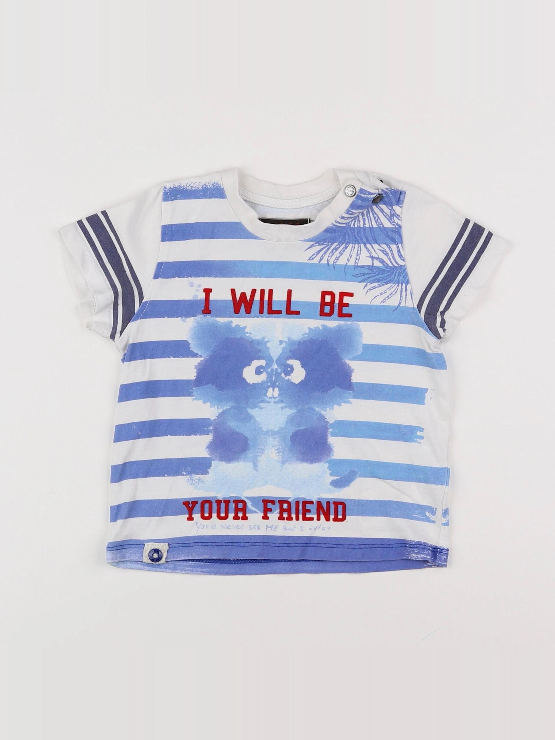 Catimini - tee-shirt bleu, blanc - 18 mois
