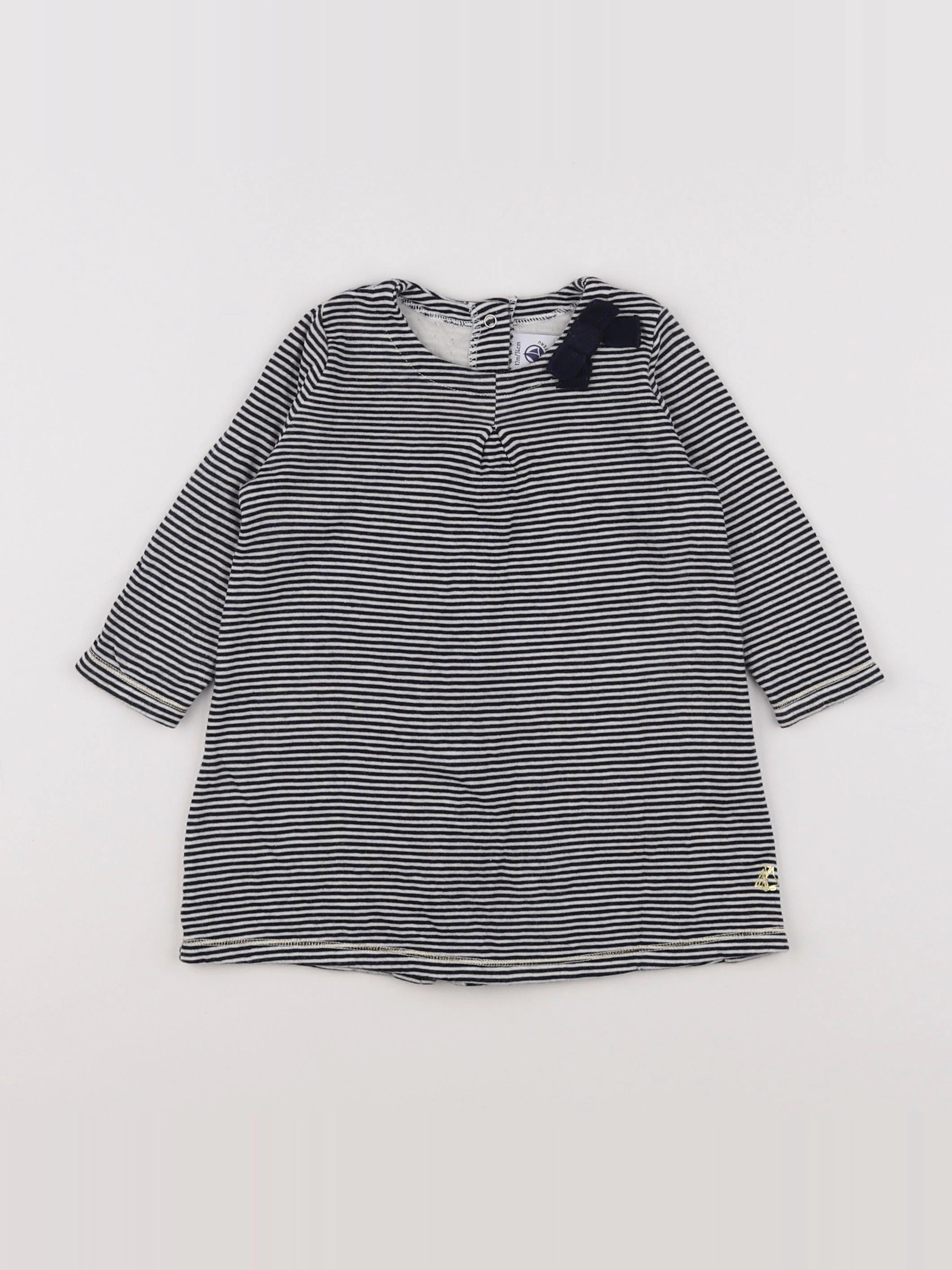 Petit Bateau - robe bleu, blanc - 12 mois