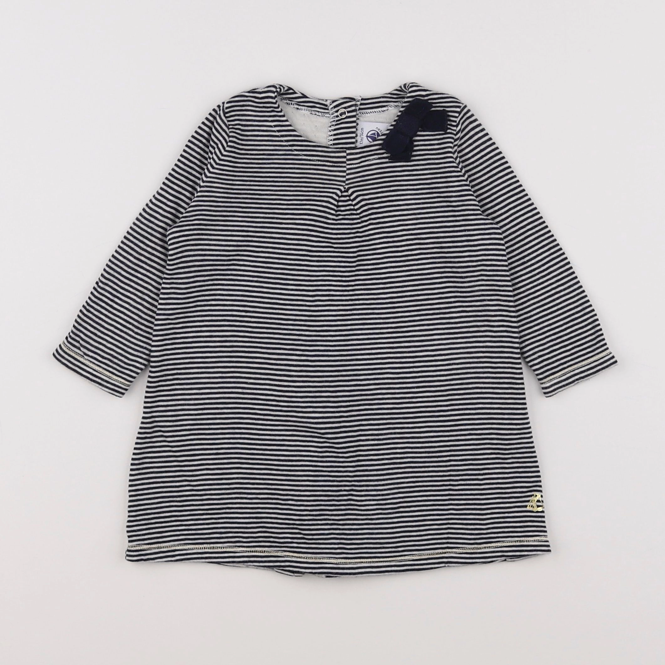 Petit Bateau - robe bleu, blanc - 12 mois