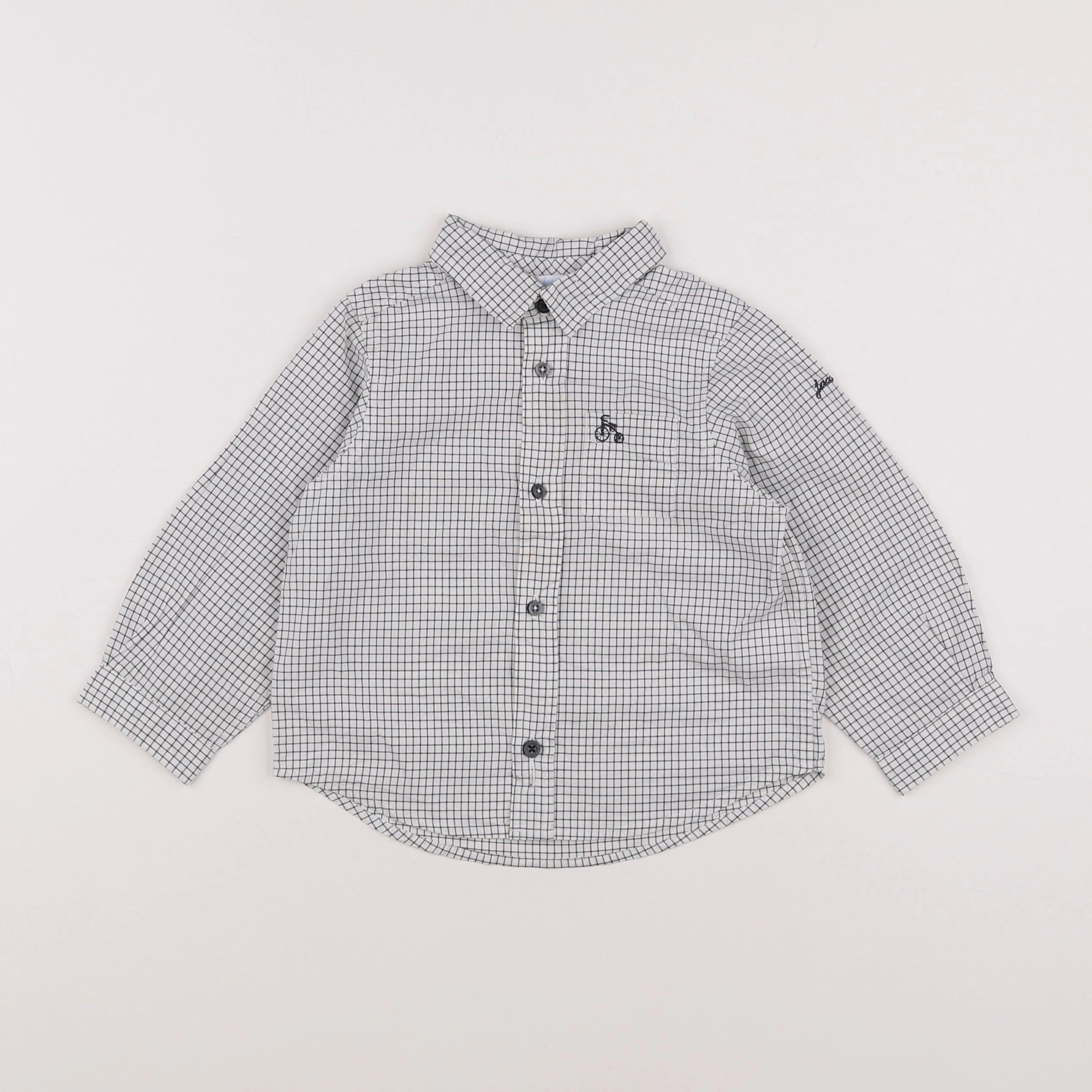 Jacadi - chemise blanc, bleu - 18 mois