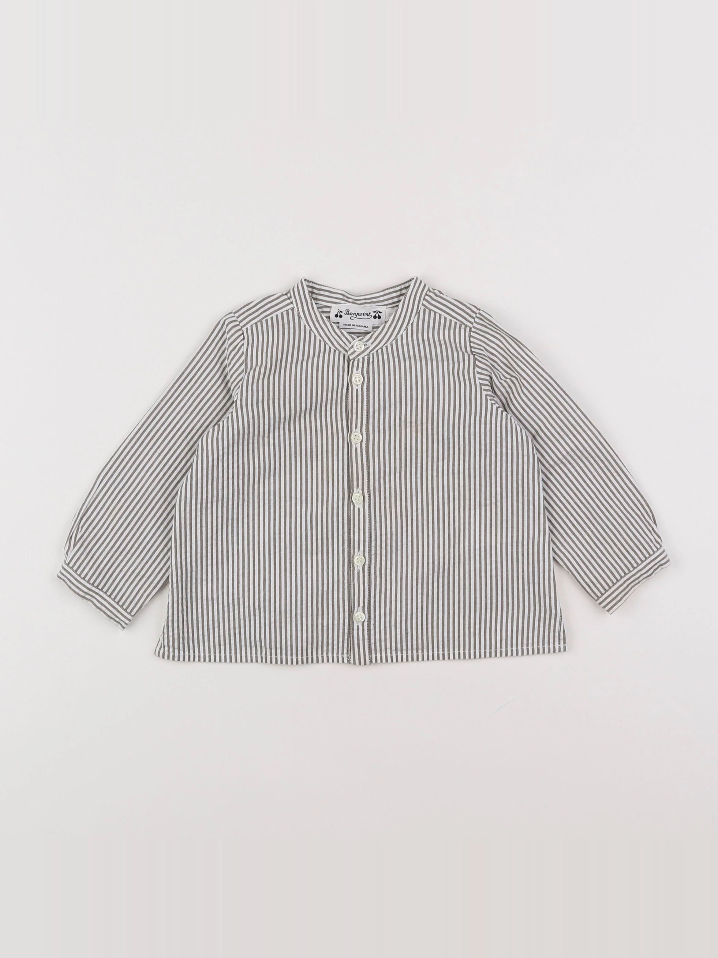 Bonpoint - chemise blanc, gris - 12 mois