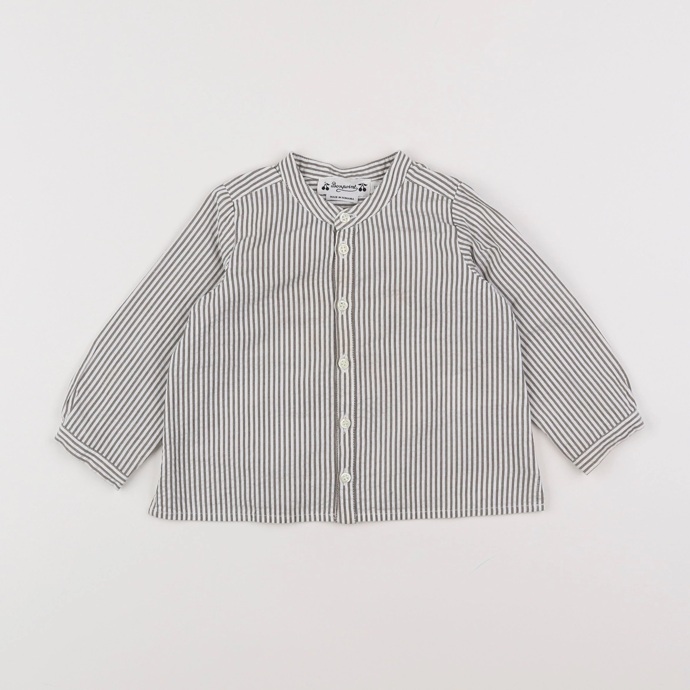 Bonpoint - chemise blanc, gris - 12 mois
