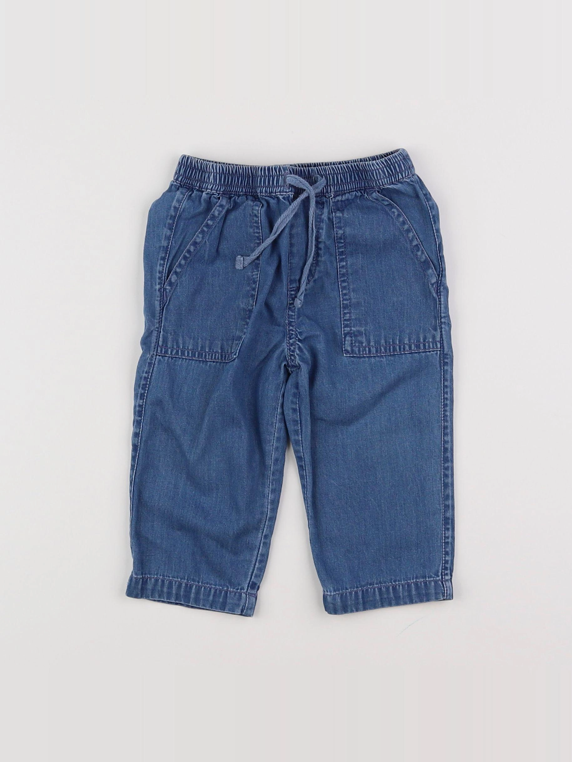 Bonton - pantalon bleu - 12 mois