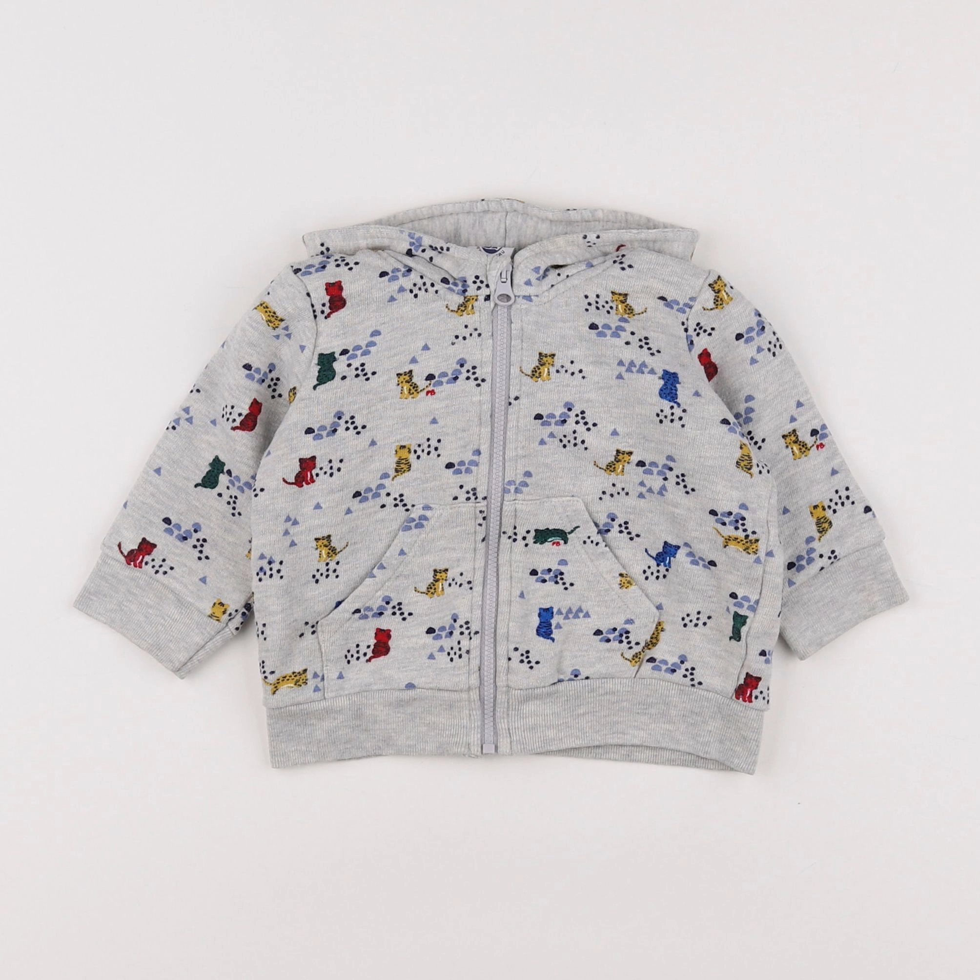 Petit Bateau - sweat gris, bleu - 6 mois