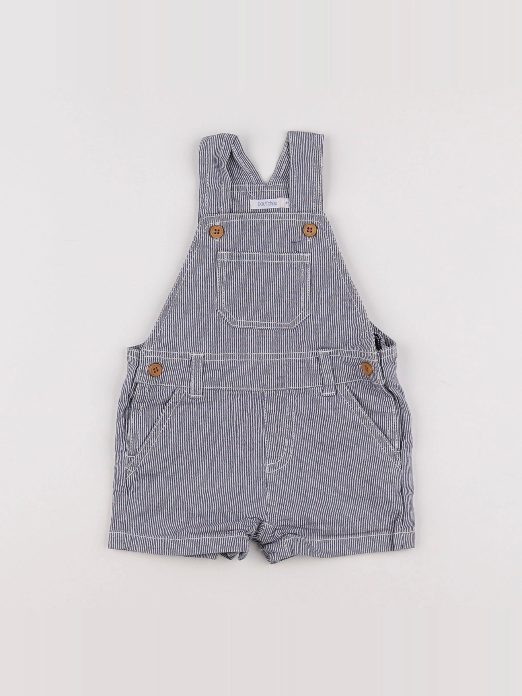 Boutchou - salopette bleu, blanc - 6 mois