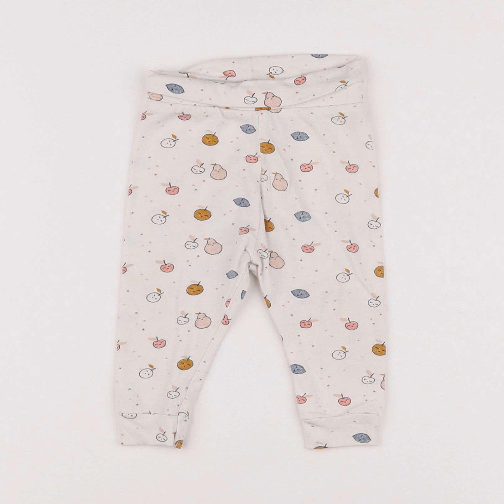 Vertbaudet - legging beige, orange - 3 mois
