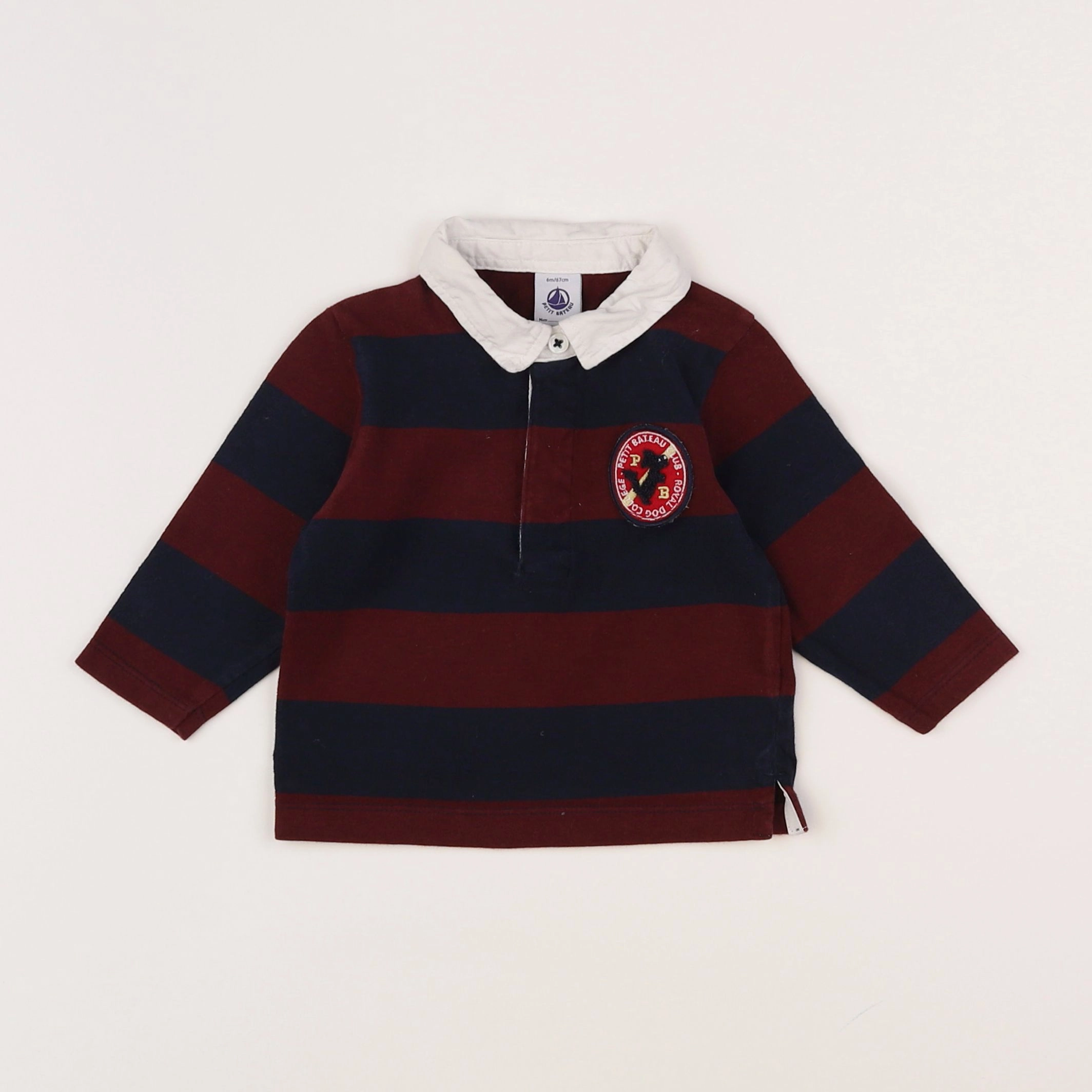 Petit Bateau - polo bleu, rouge - 6 mois