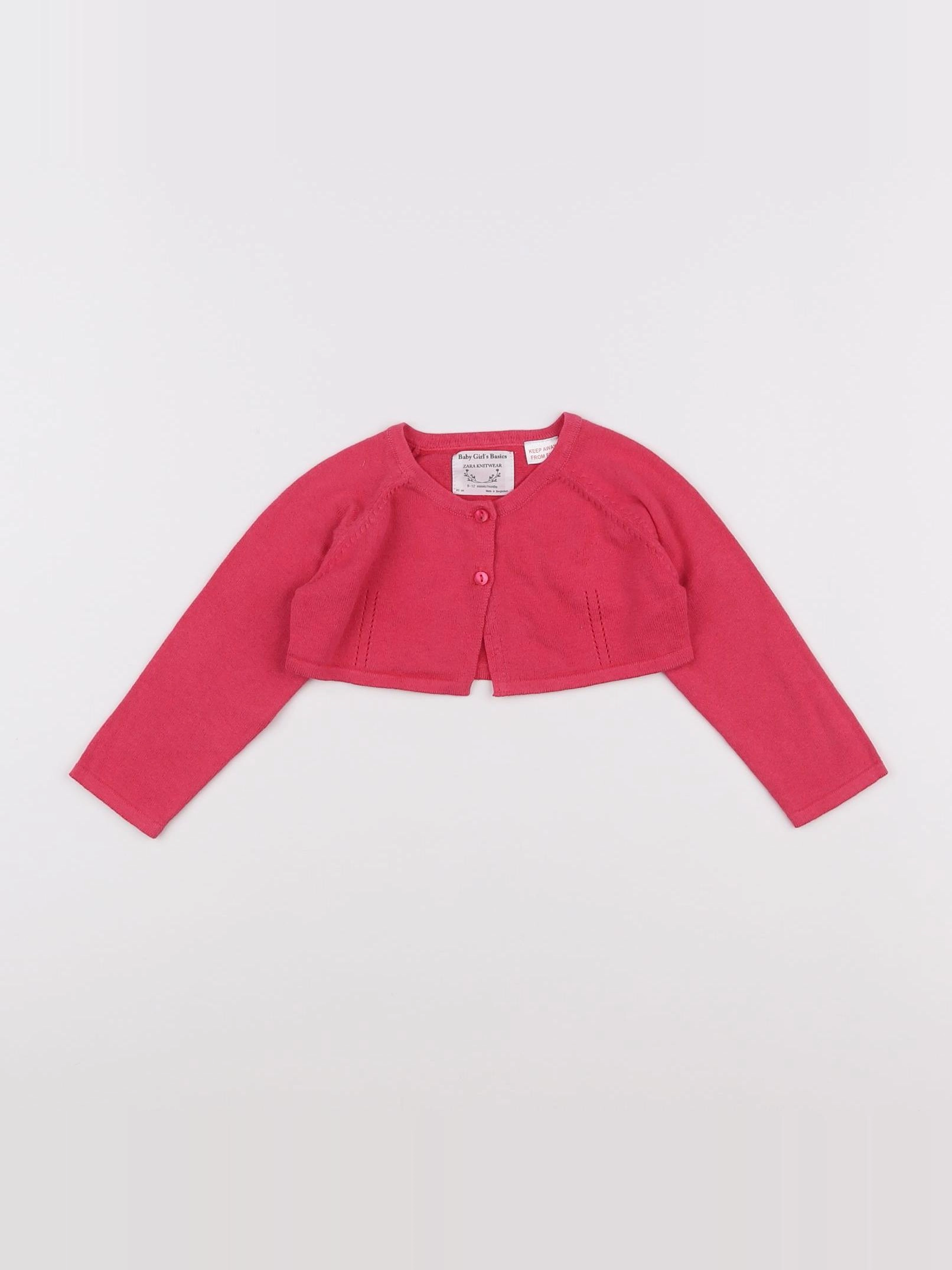 Zara - gilet rose - 9/12 mois
