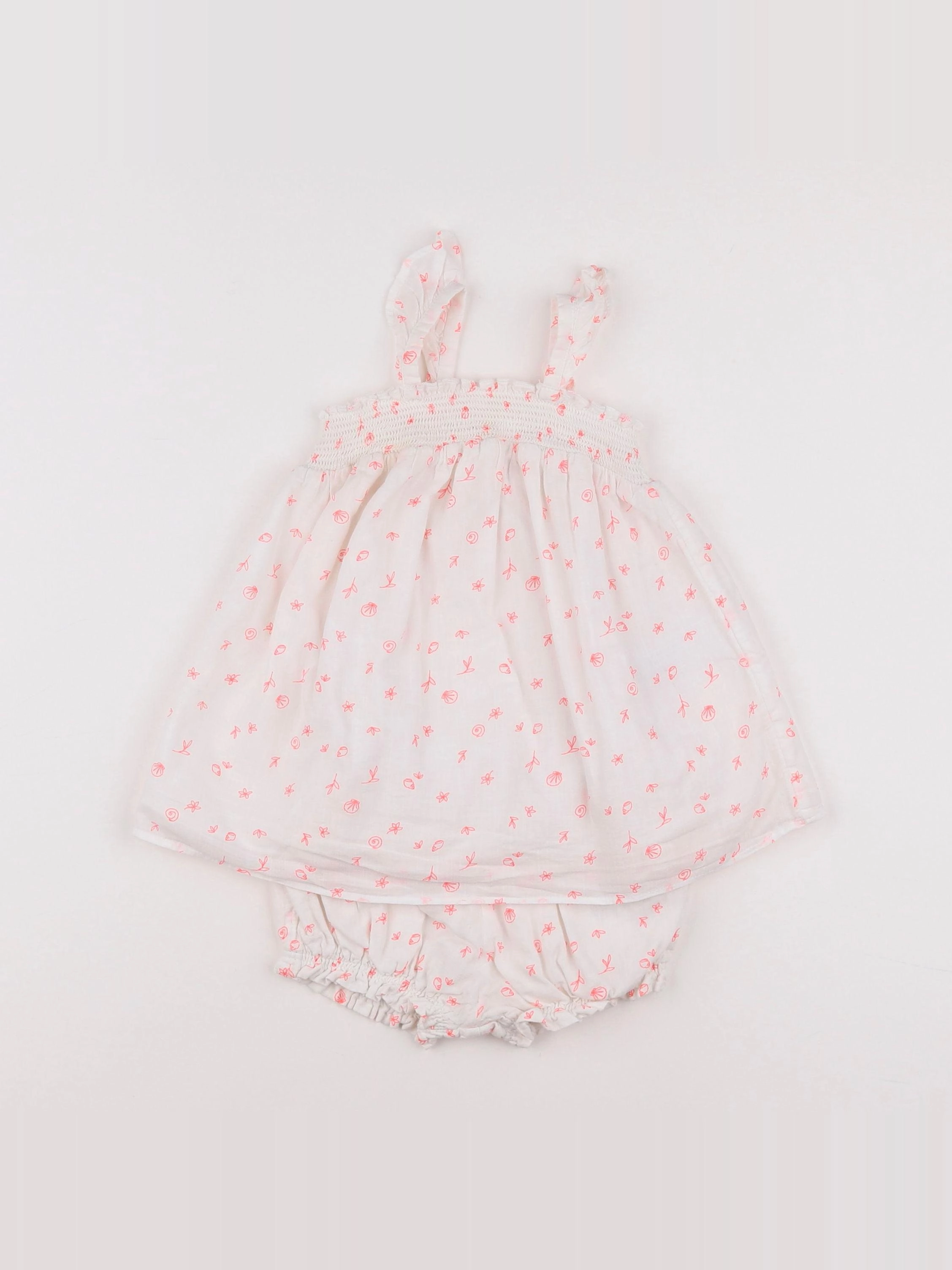 Vertbaudet - robe blanc, orange - 6 mois
