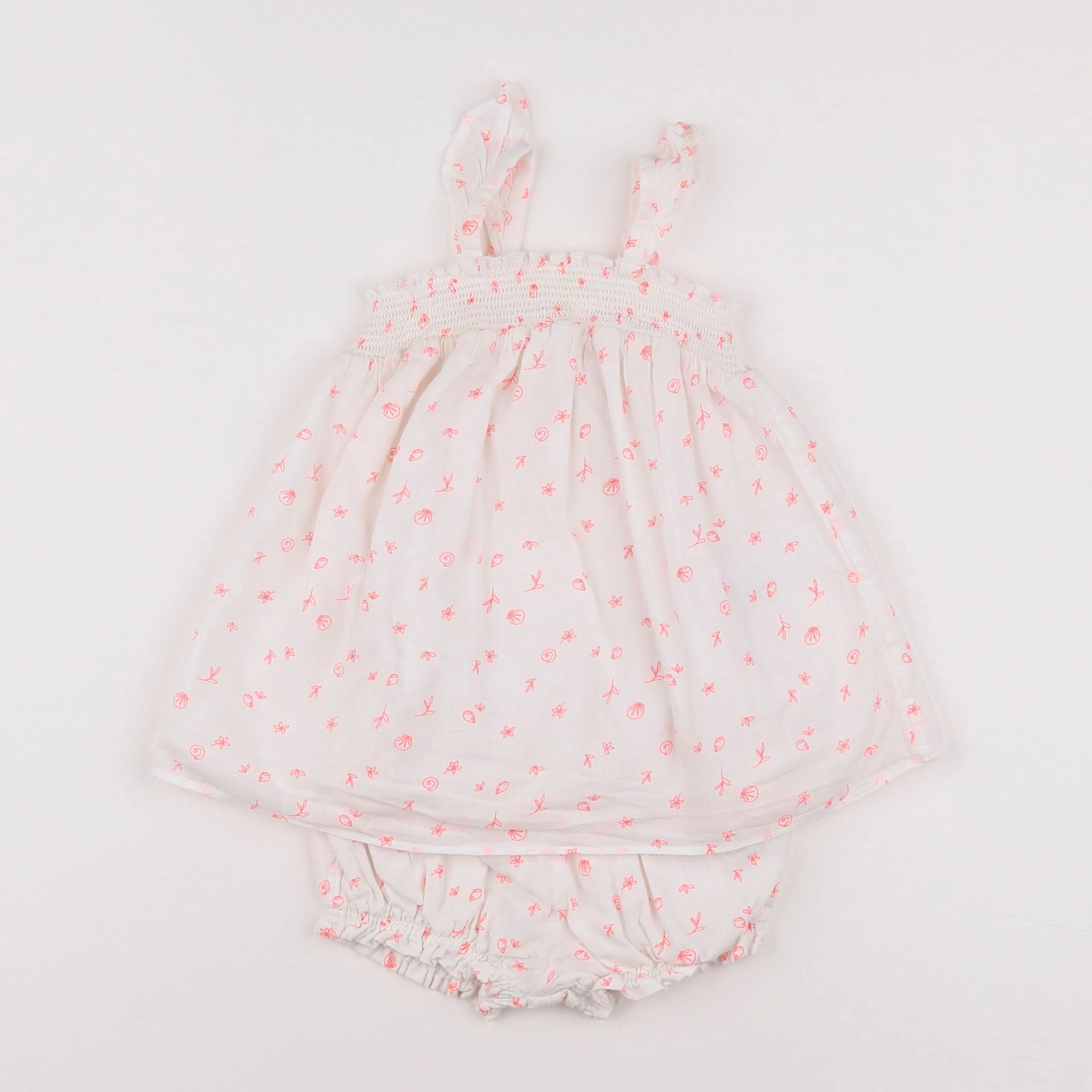 Vertbaudet - robe blanc, orange - 6 mois