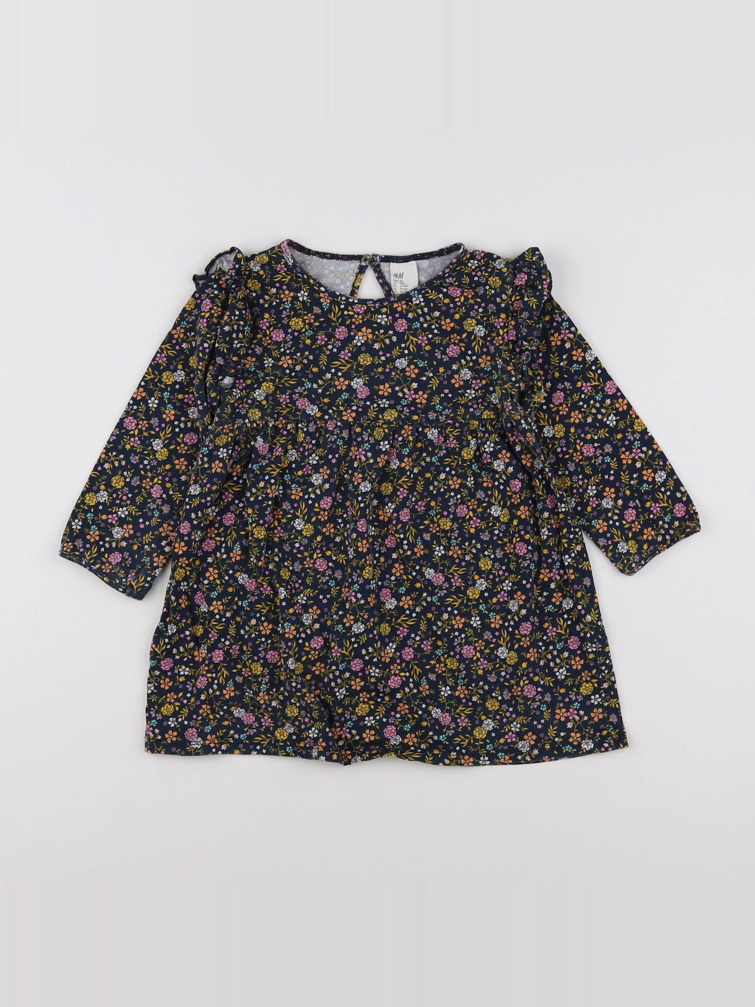 H&M - robe bleu, rose - 12/18 mois