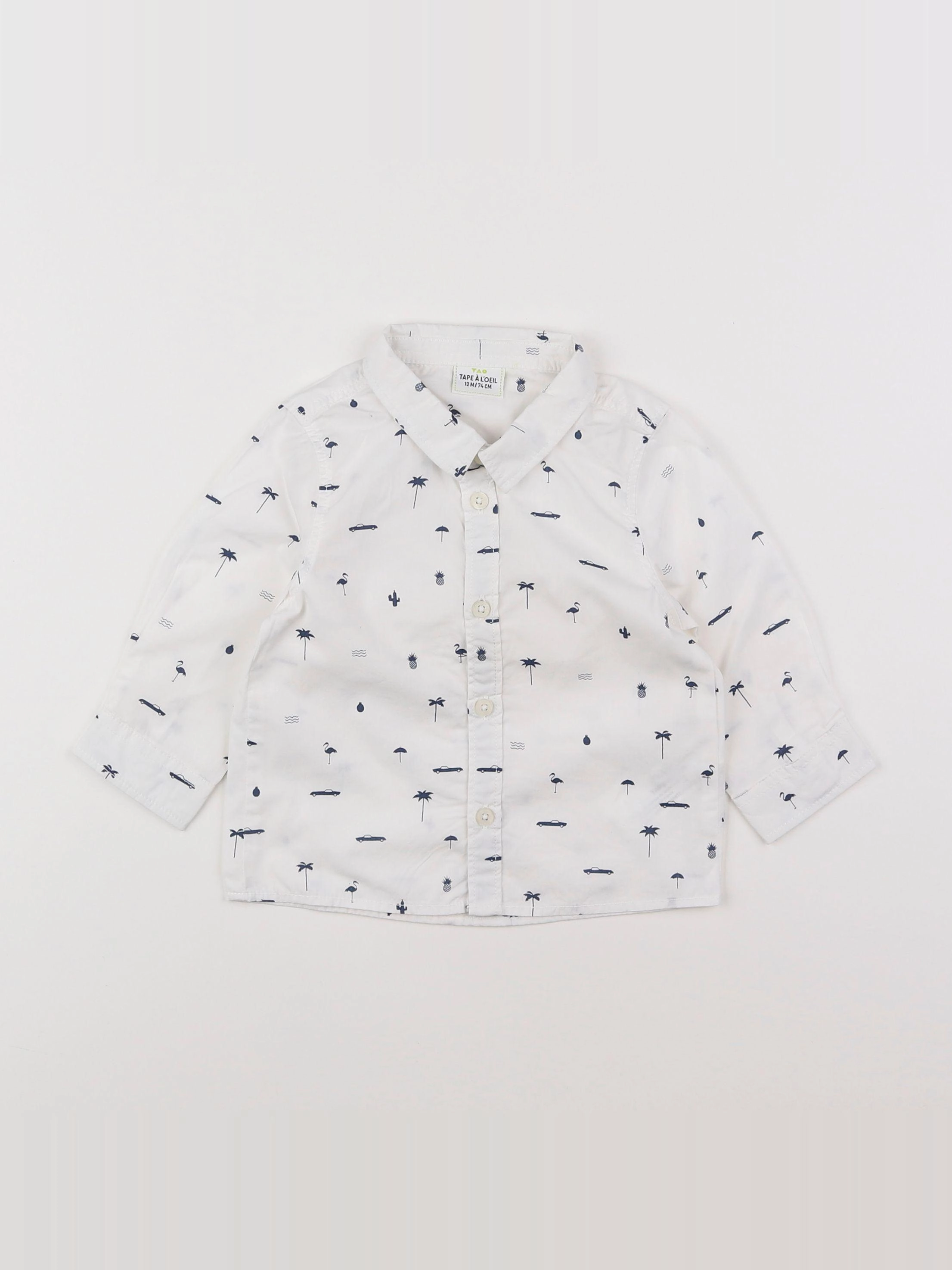 Tape à l'oeil - chemise blanc, bleu - 12 mois