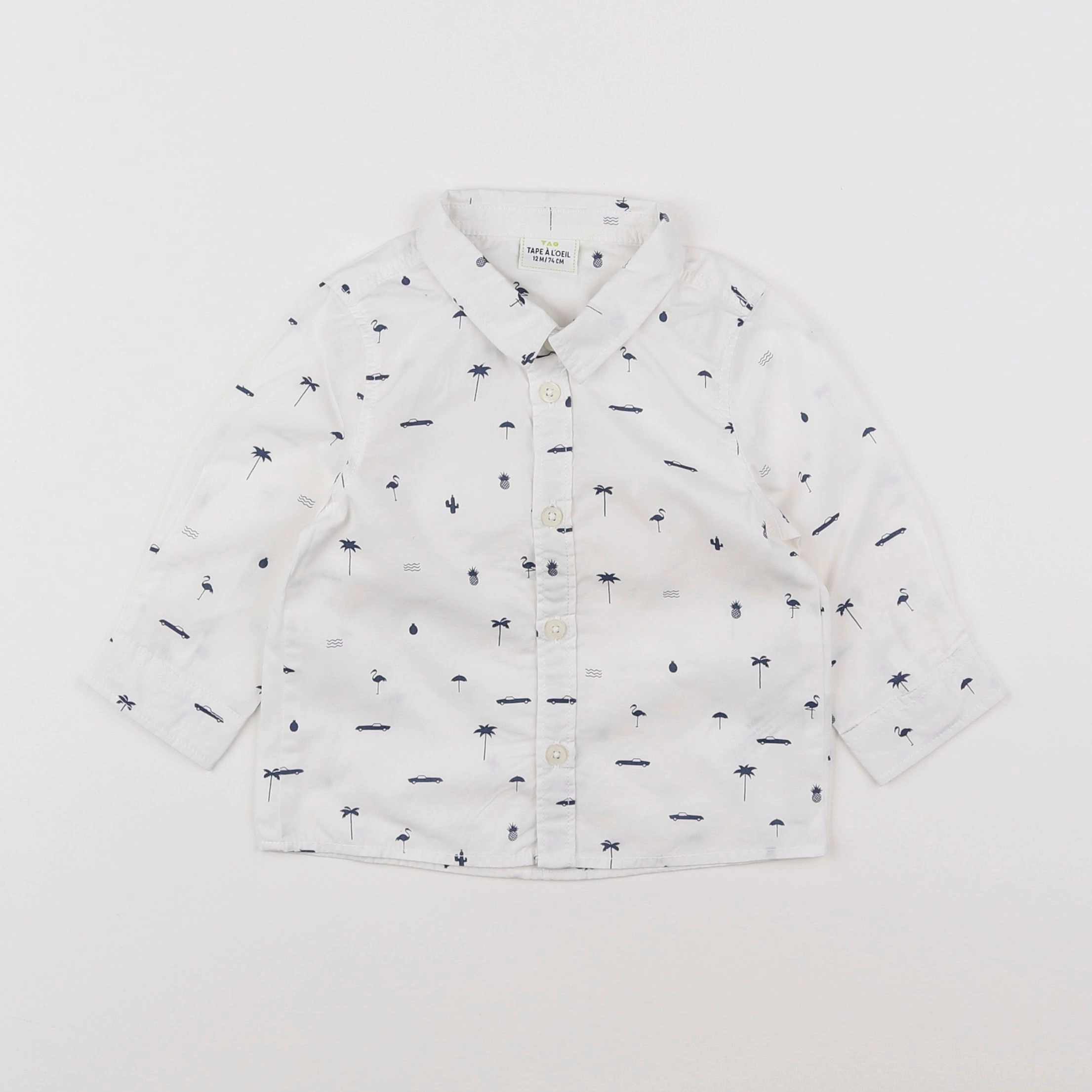 Tape à l'oeil - chemise blanc, bleu - 12 mois