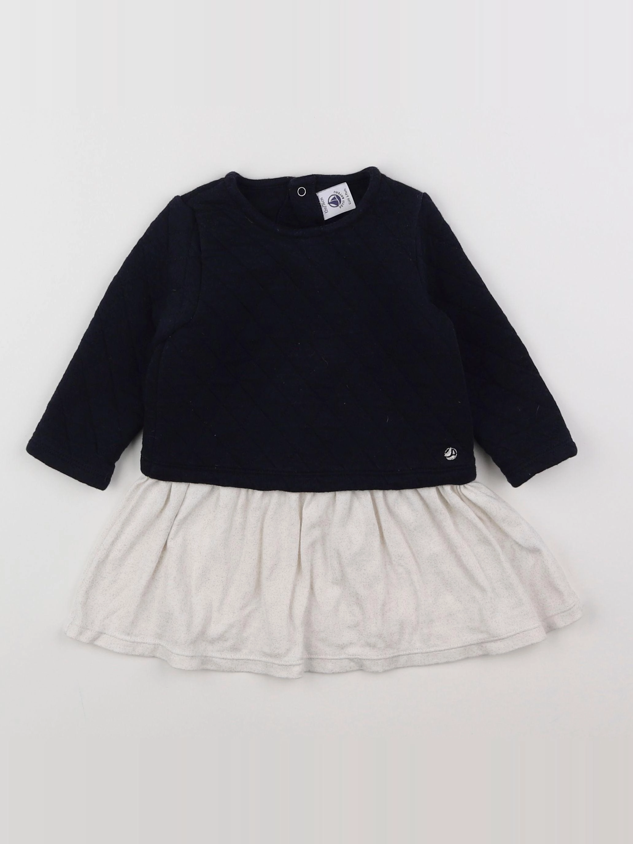 Petit Bateau - robe bleu, beige - 12 mois