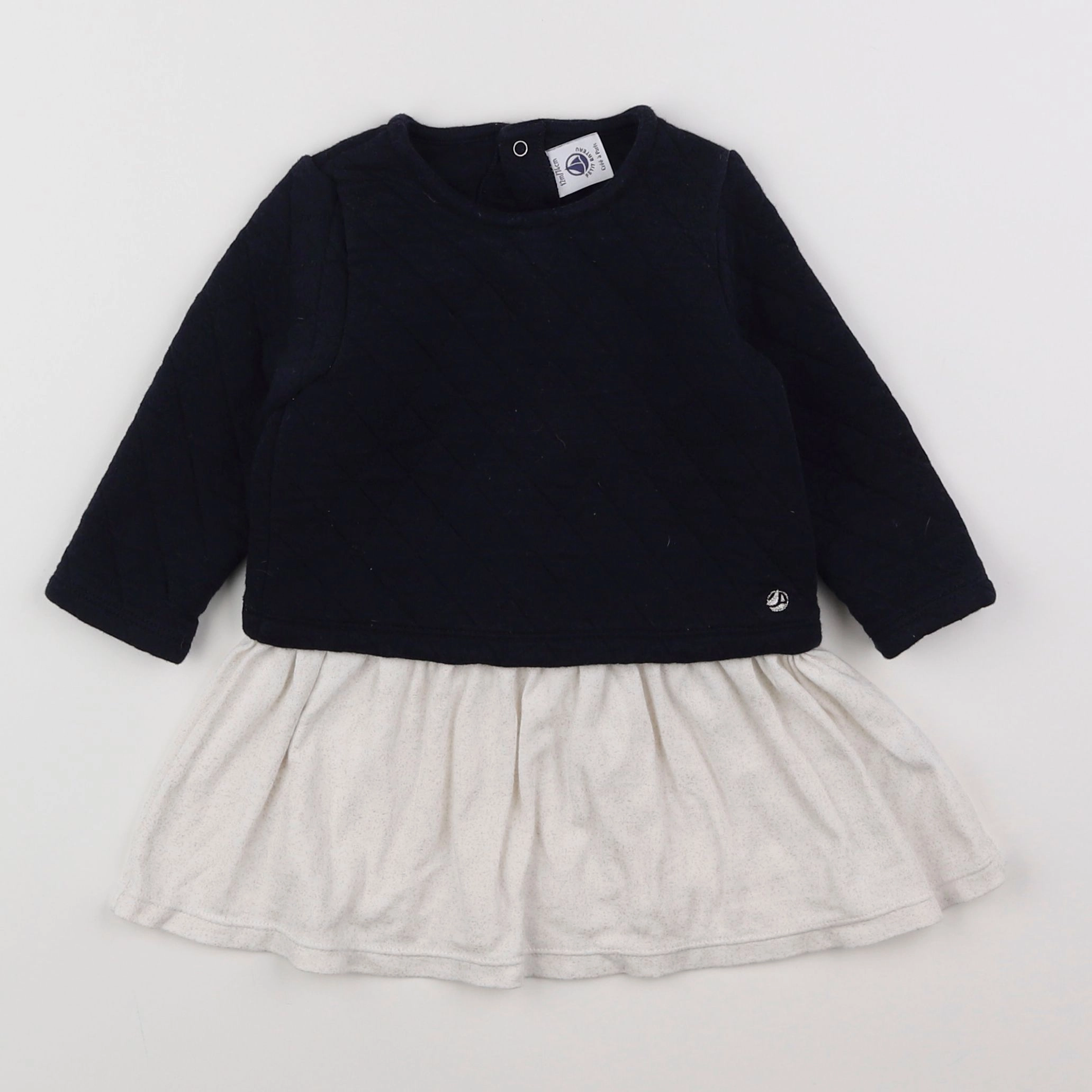 Petit Bateau - robe bleu, beige - 12 mois