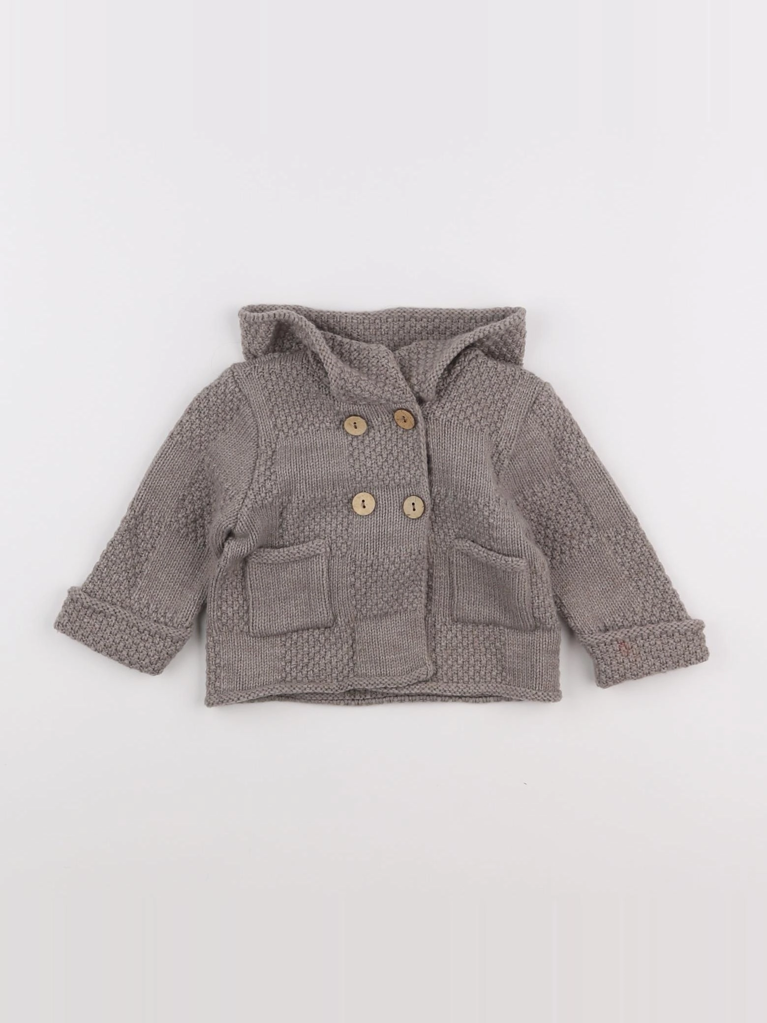 Bonnet à Pompon - veste marron - 6 mois