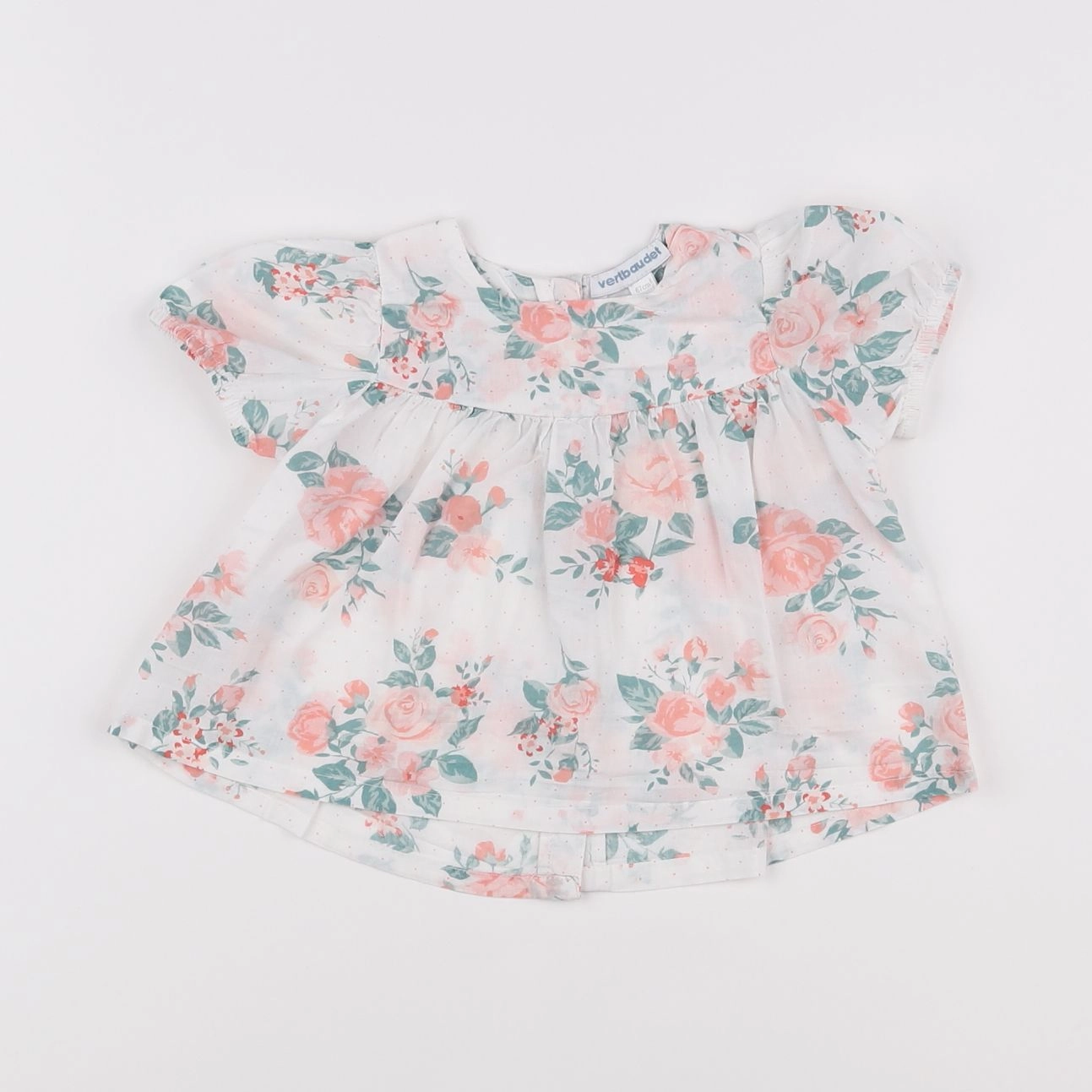 Vertbaudet - blouse blanc, rose - 6 mois