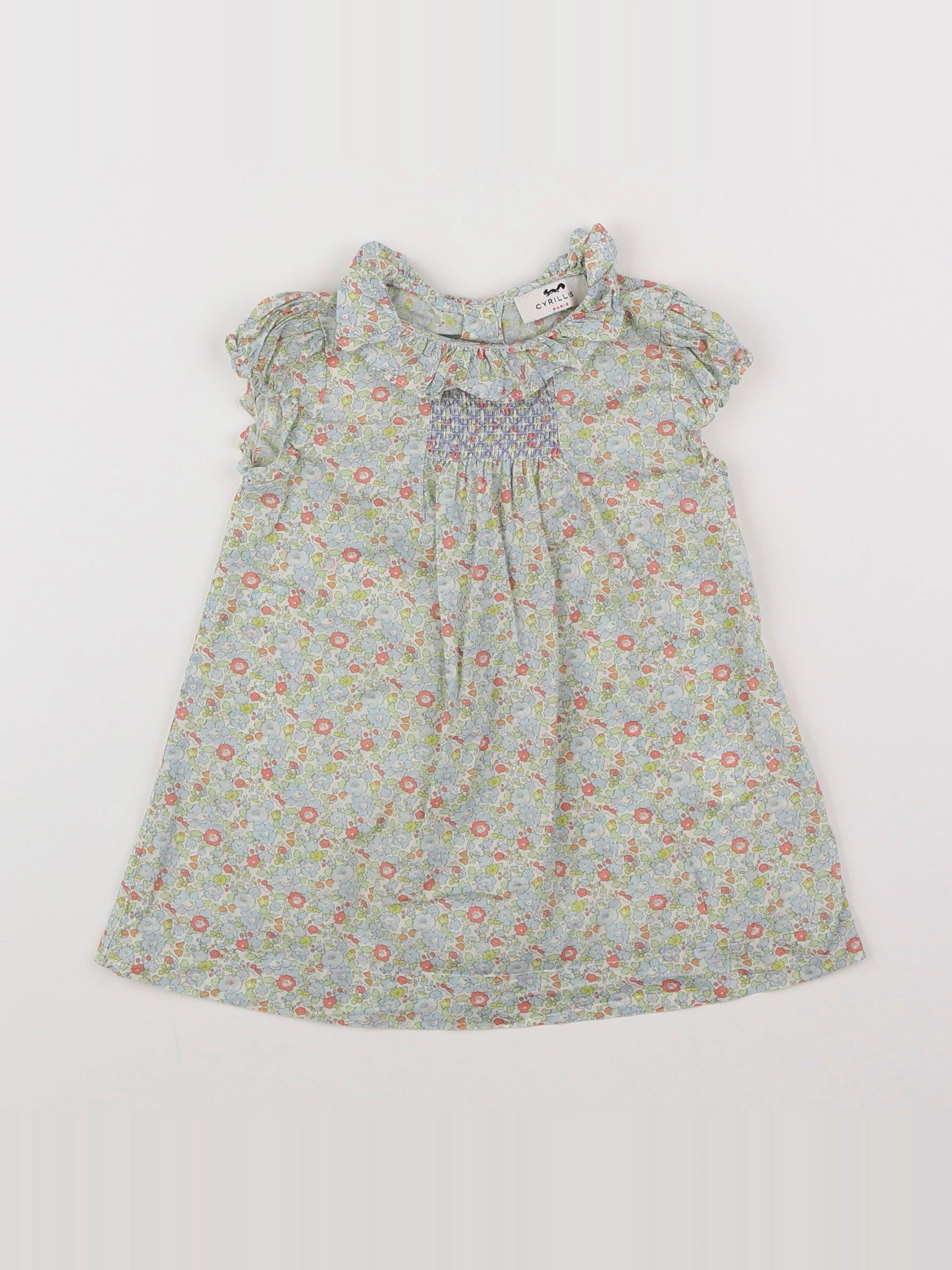 Cyrillus - robe blanc, vert - 12 mois