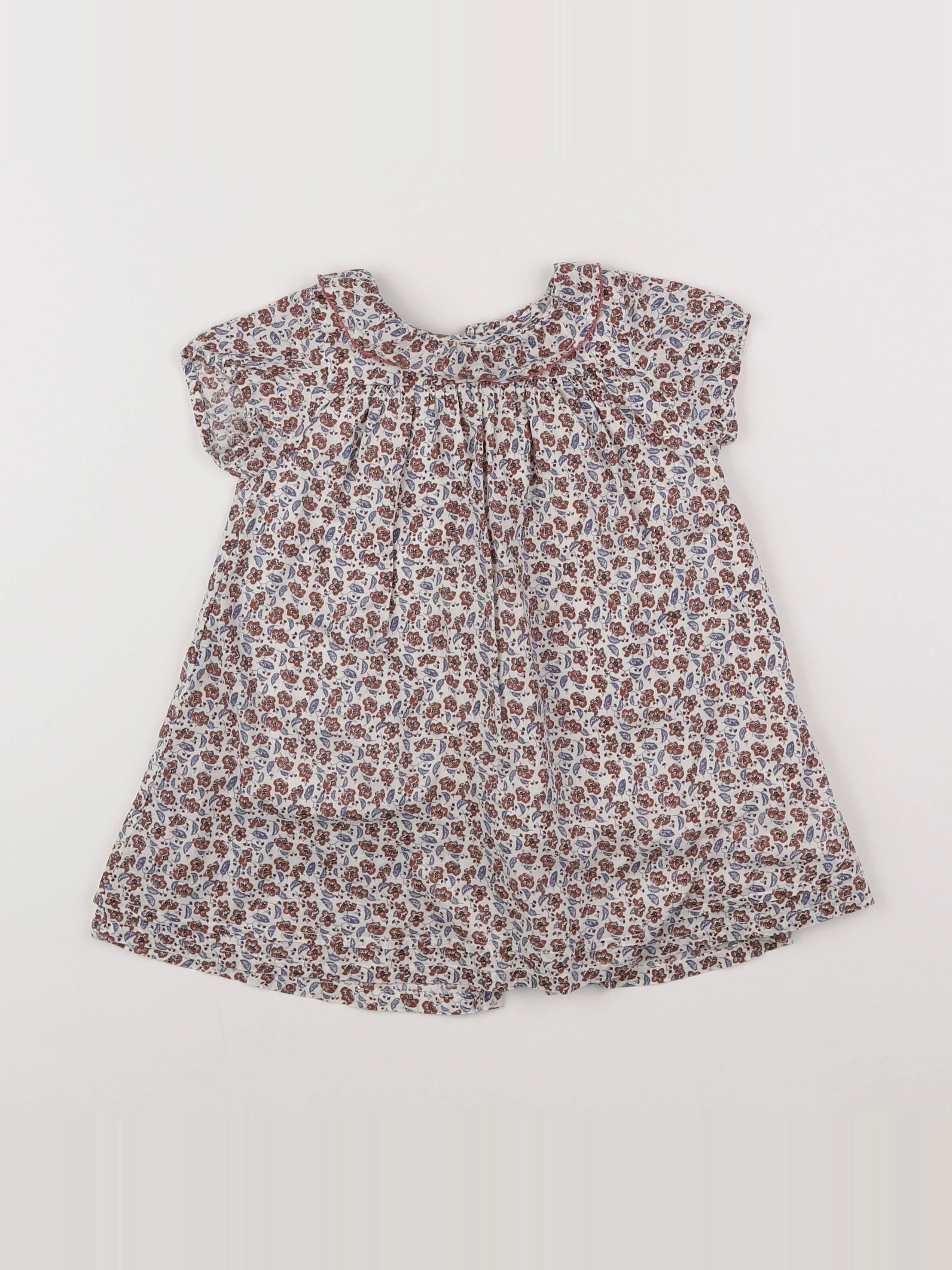 Boutchou - robe blanc, marron - 9 mois