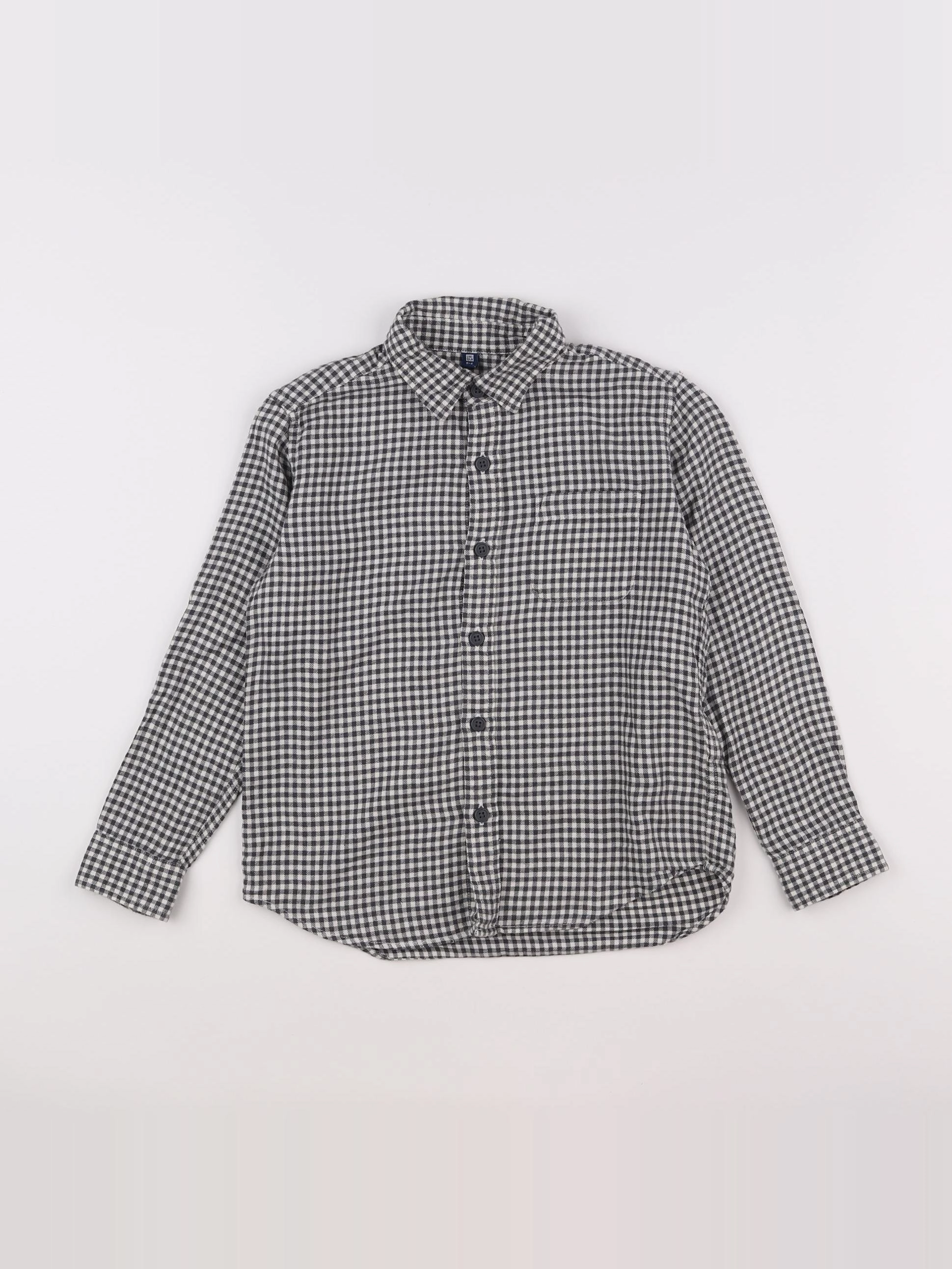 Uniqlo - chemise beige, gris - 5/6 ans