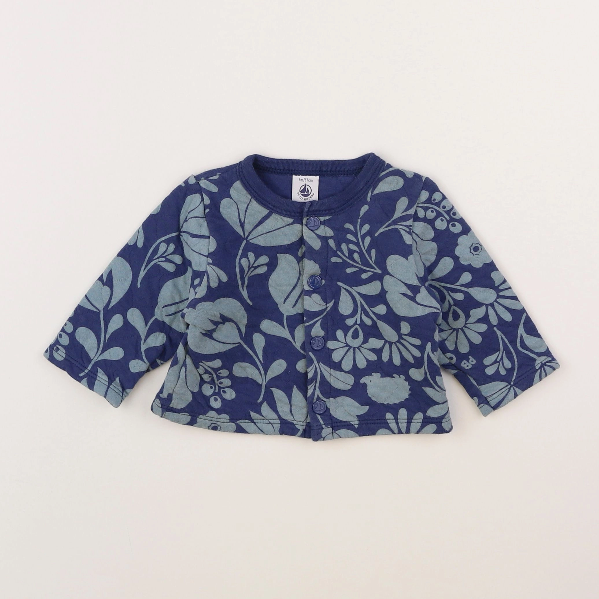 Petit Bateau - sweat bleu - 6 mois