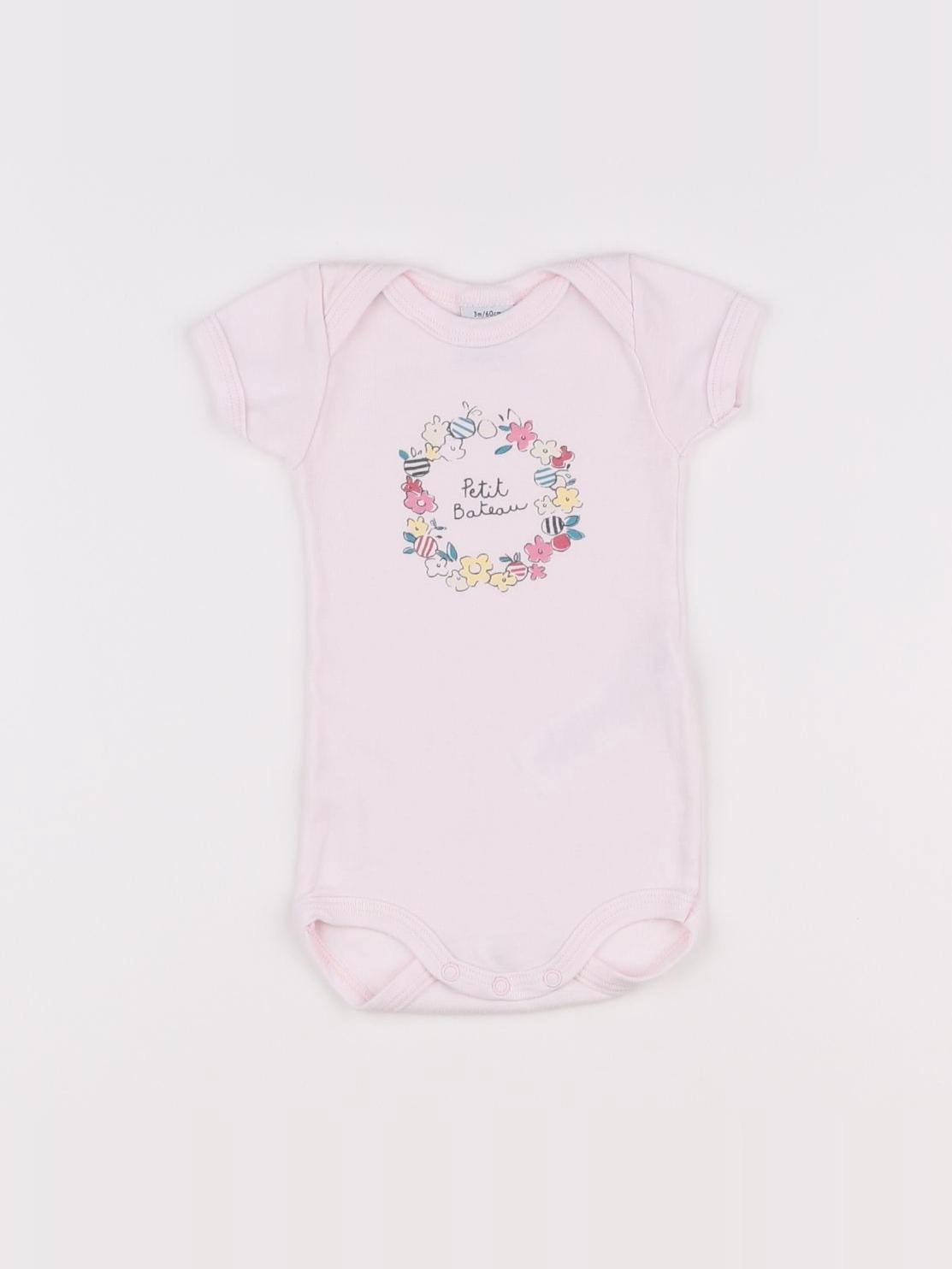 Petit Bateau - body rose, multicolore - 3 mois