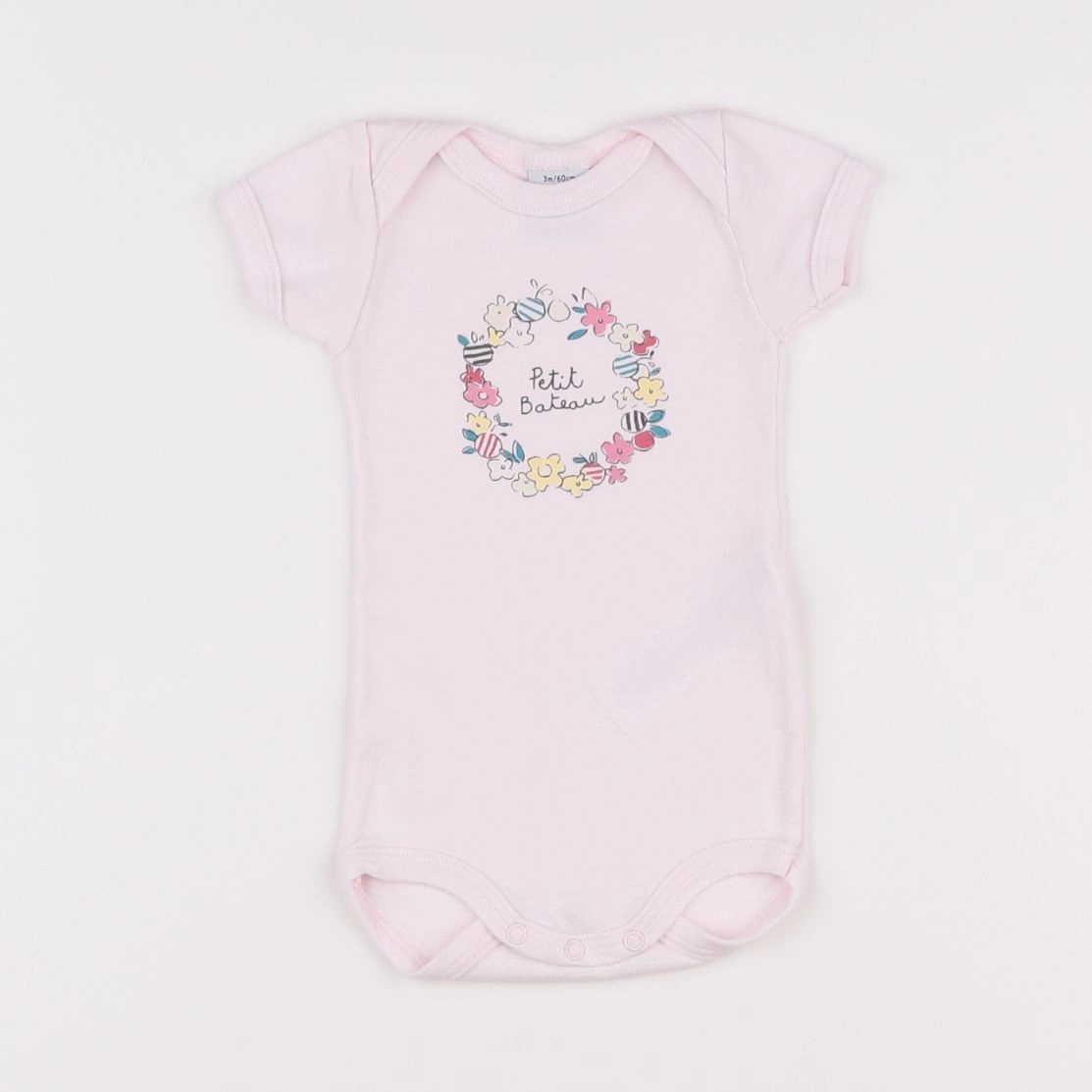 Petit Bateau - body rose, multicolore - 3 mois