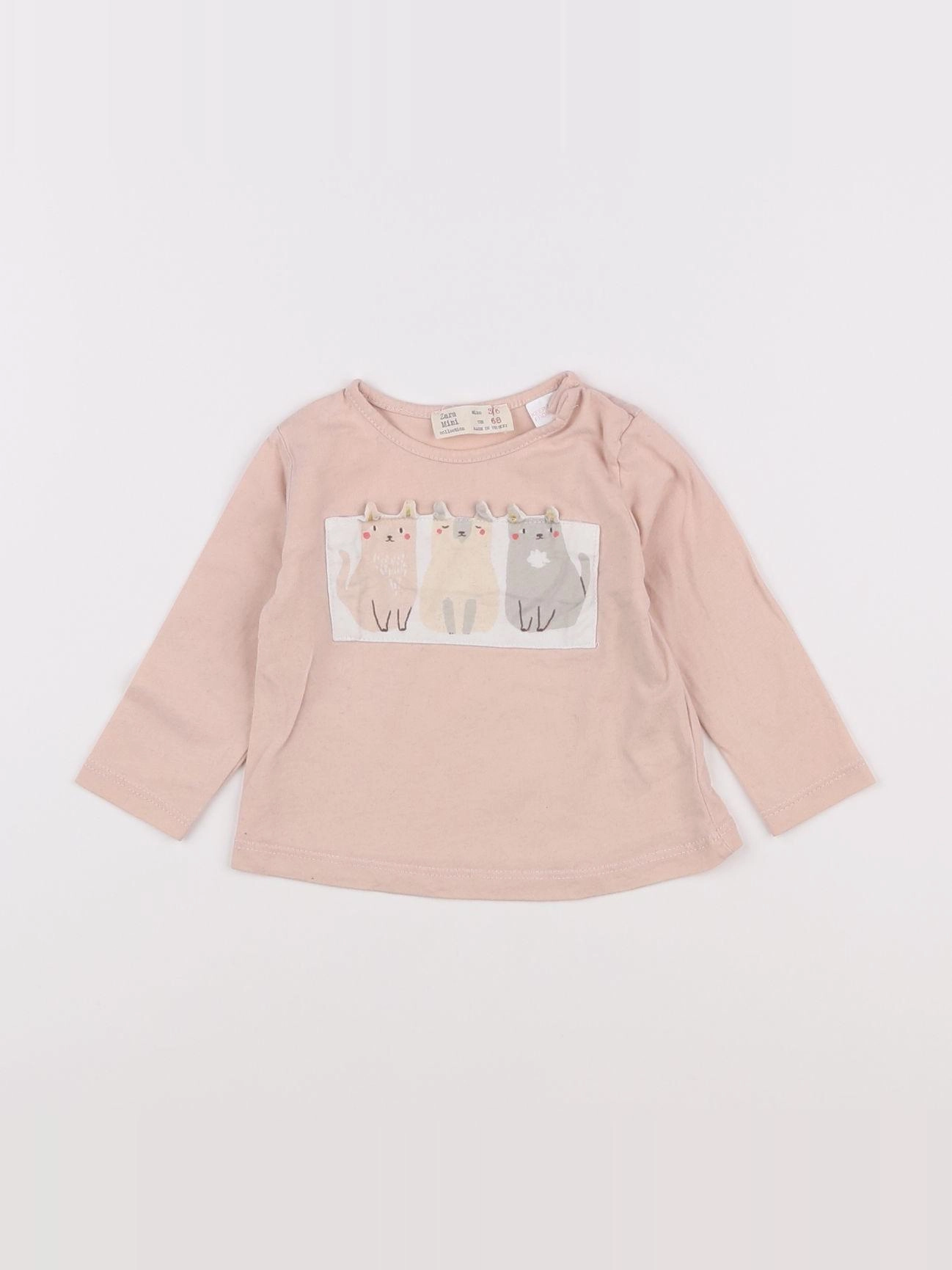Zara - tee-shirt rose - 3/6 mois