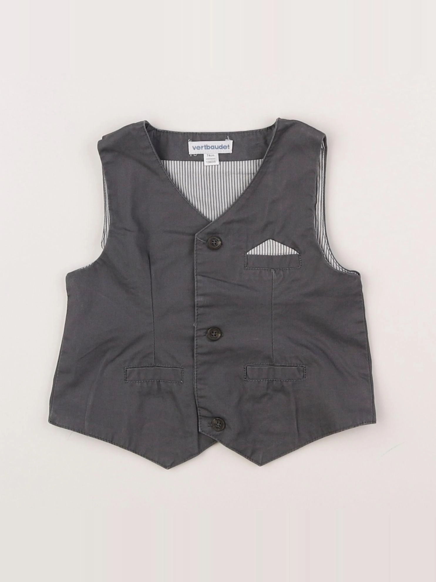 Vertbaudet - gilet gris - 12 mois