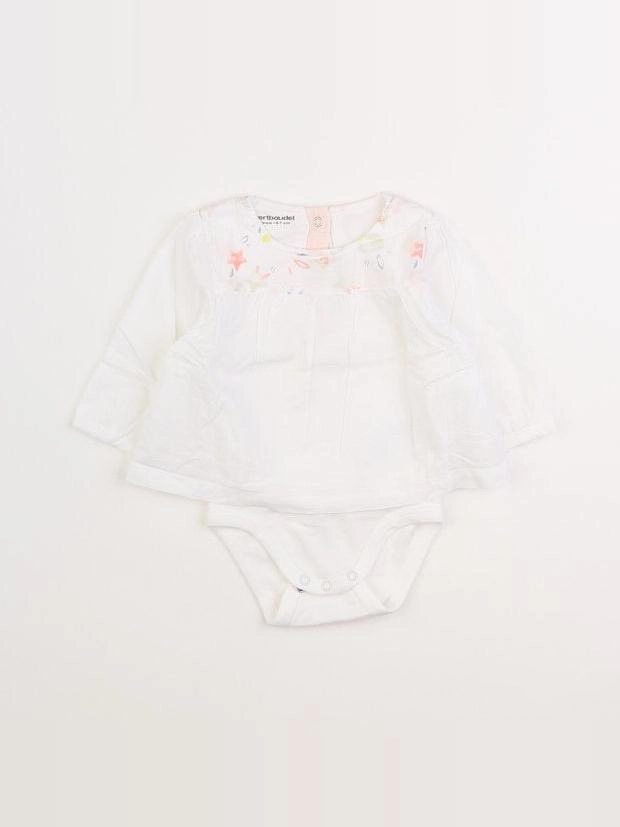 Vertbaudet - body blouse blanc - 6 mois