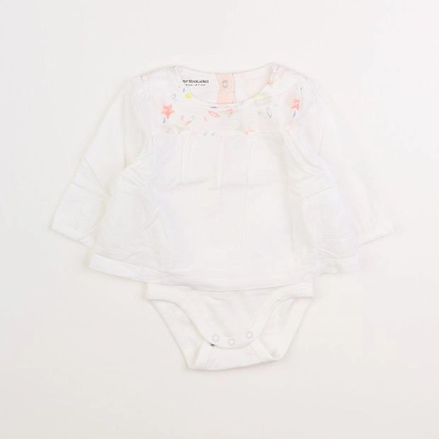 Vertbaudet - body blouse blanc - 6 mois