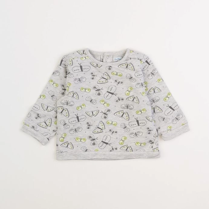 Vertbaudet - sweat gris, vert - 12 mois