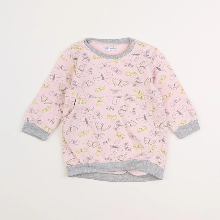 Vertbaudet - robe rose, gris - 18 mois