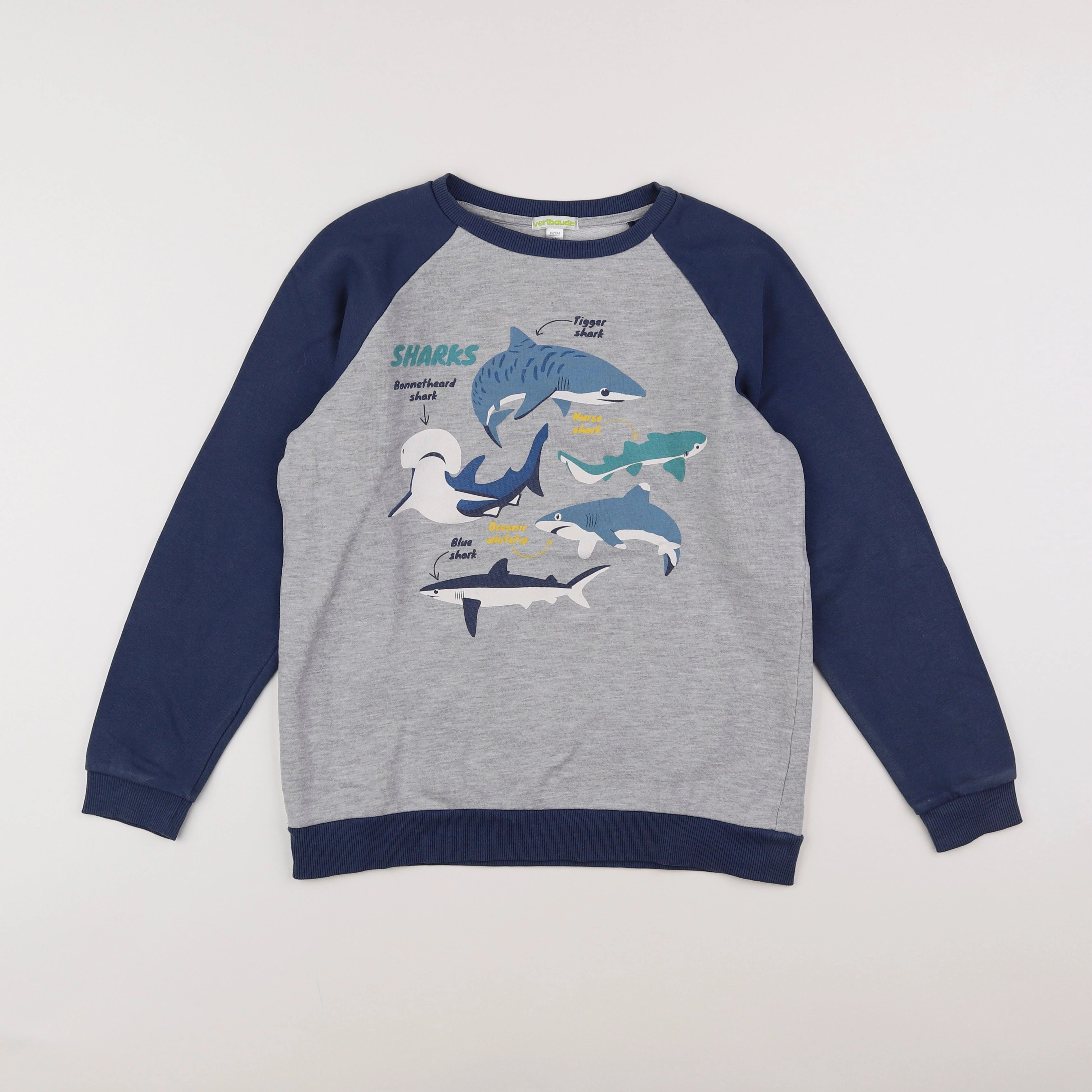 Vertbaudet - sweat bleu, gris - 12 ans