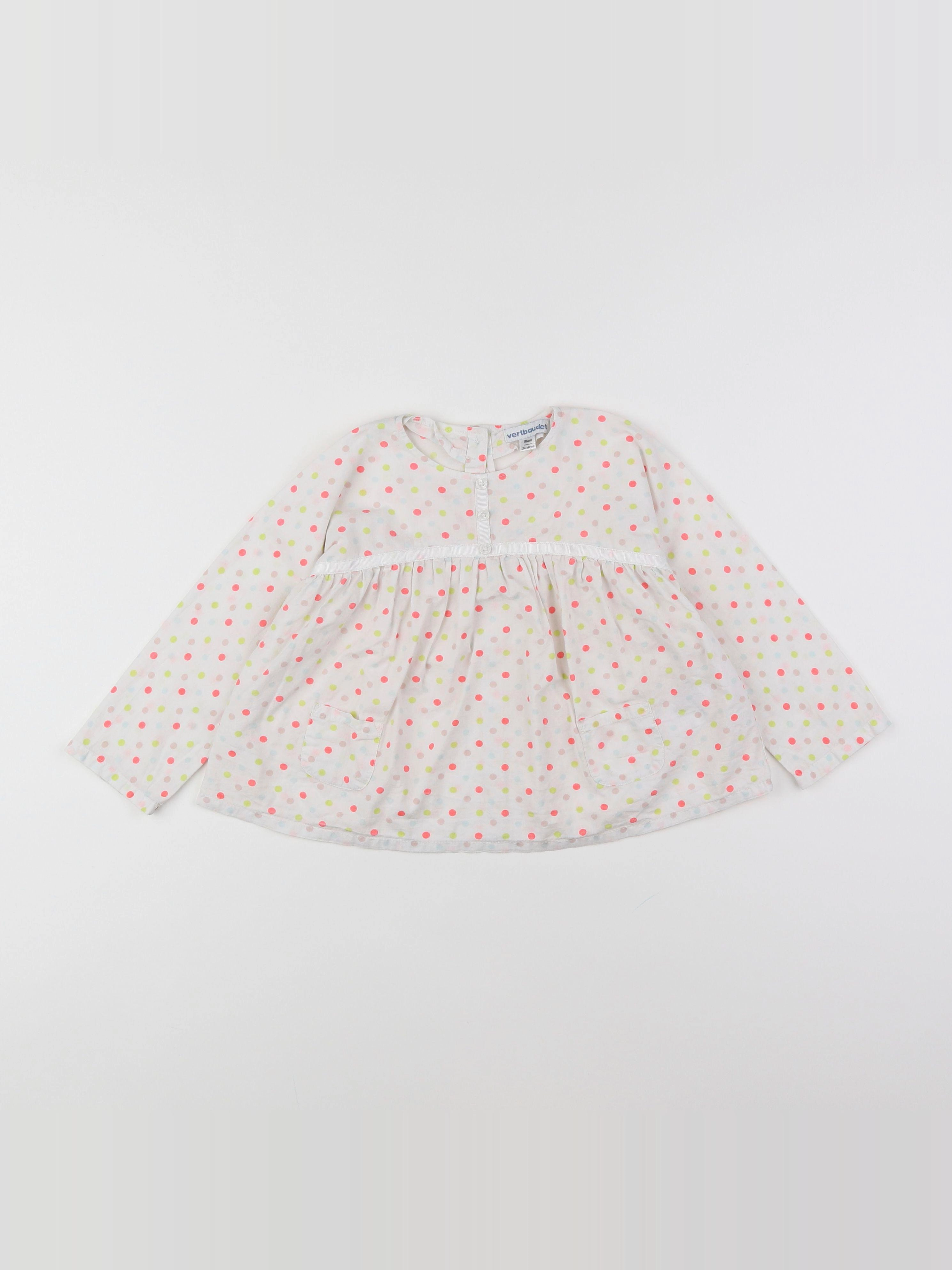Vertbaudet - blouse blanc, multicolore - 2 ans