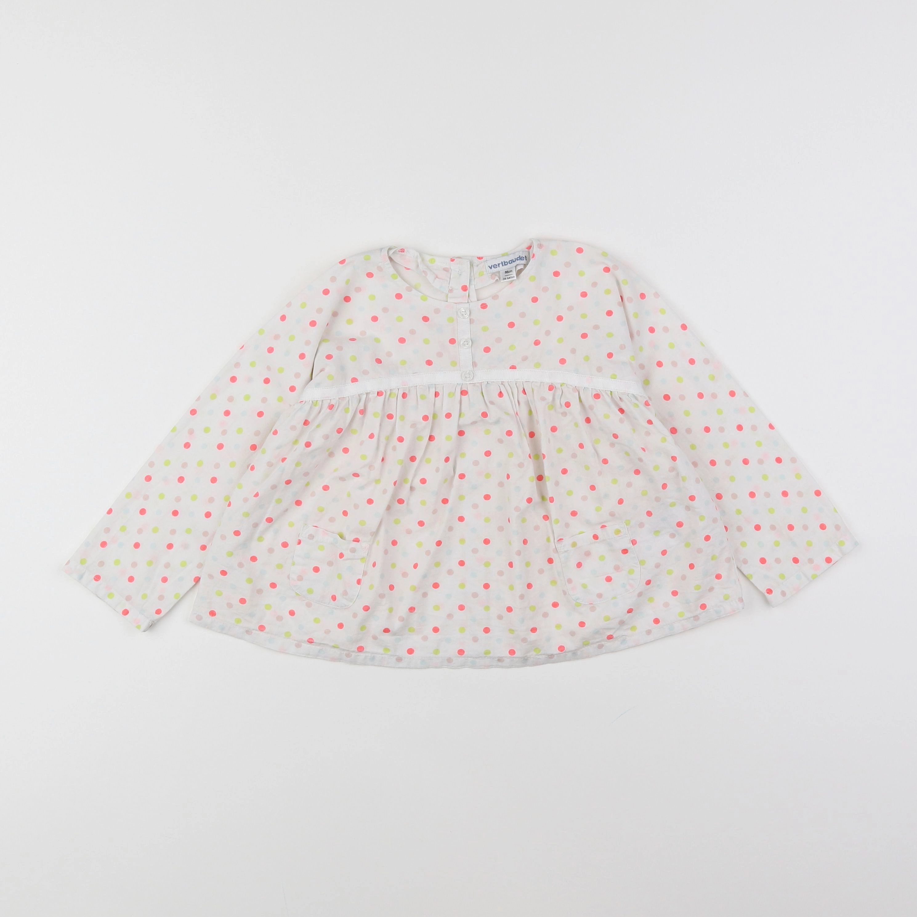 Vertbaudet - blouse blanc, multicolore - 2 ans