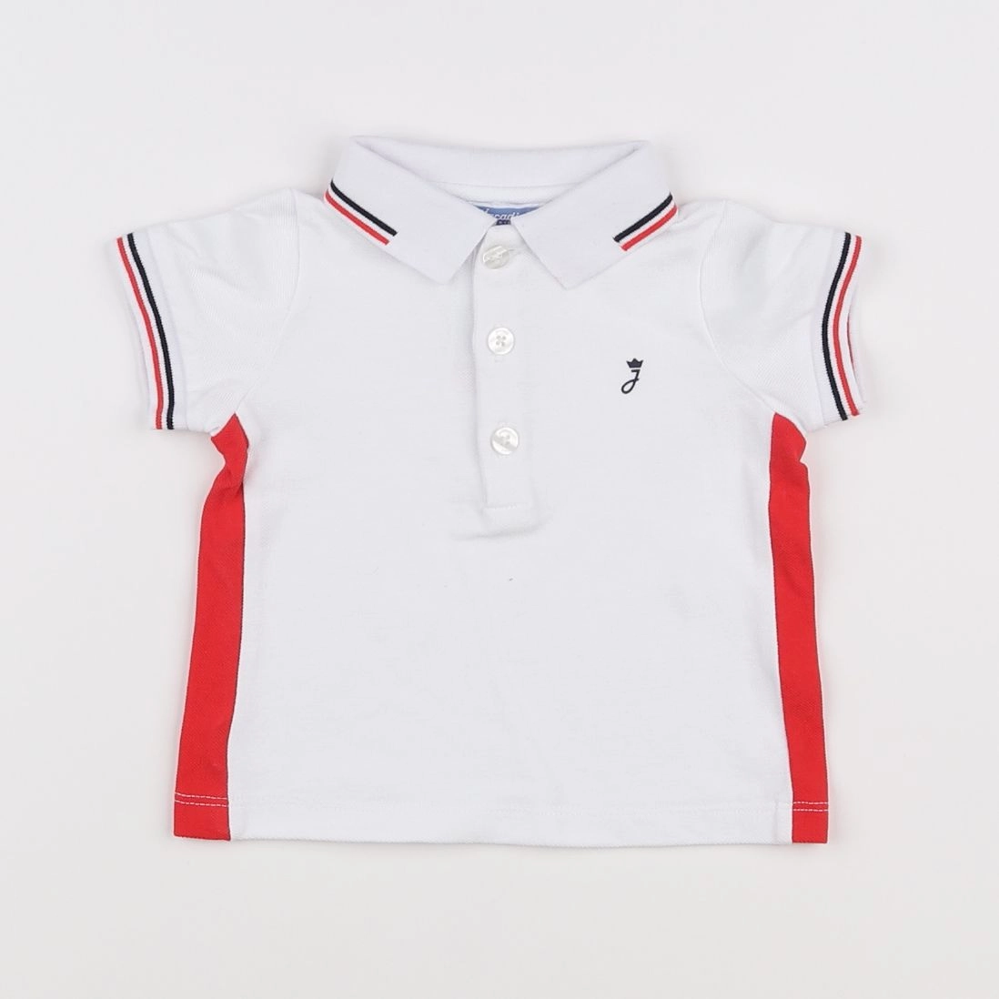 Jacadi - polo blanc, rouge - 6 mois