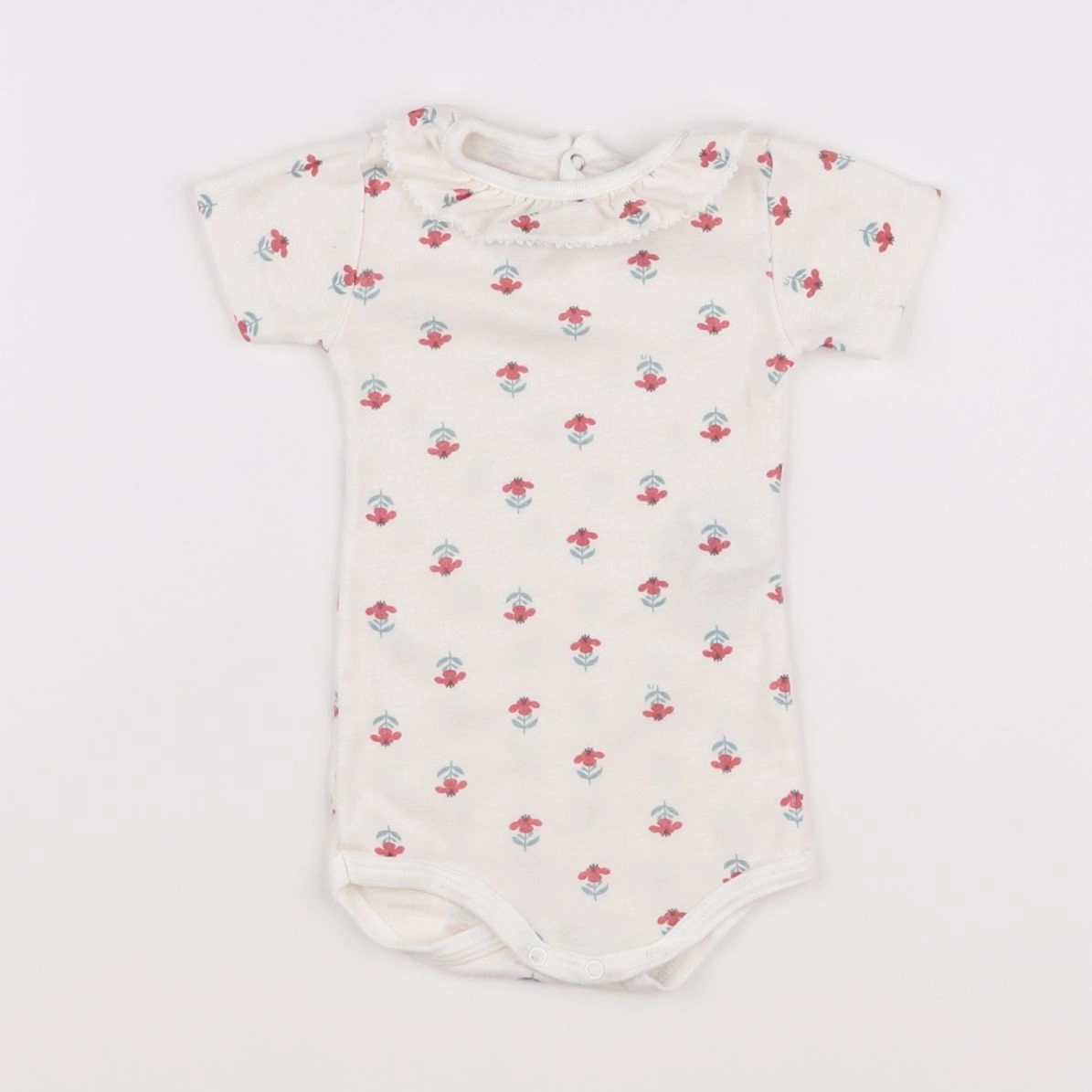 Petit Bateau - body à col rouge - 6 mois