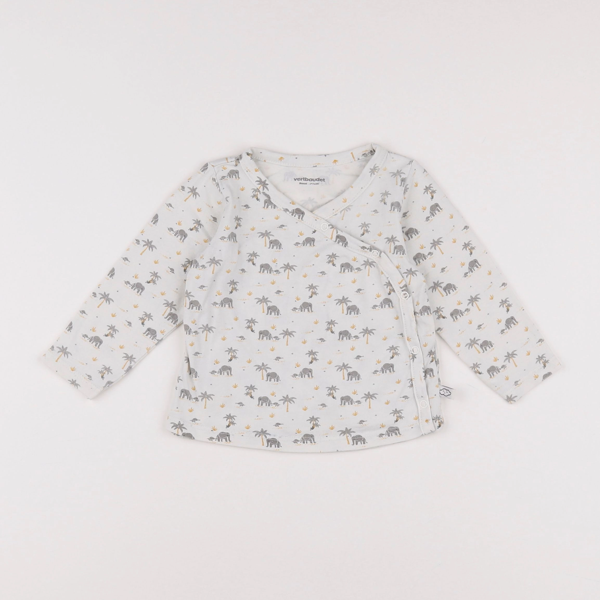 Vertbaudet - tee-shirt blanc, gris - 9 mois