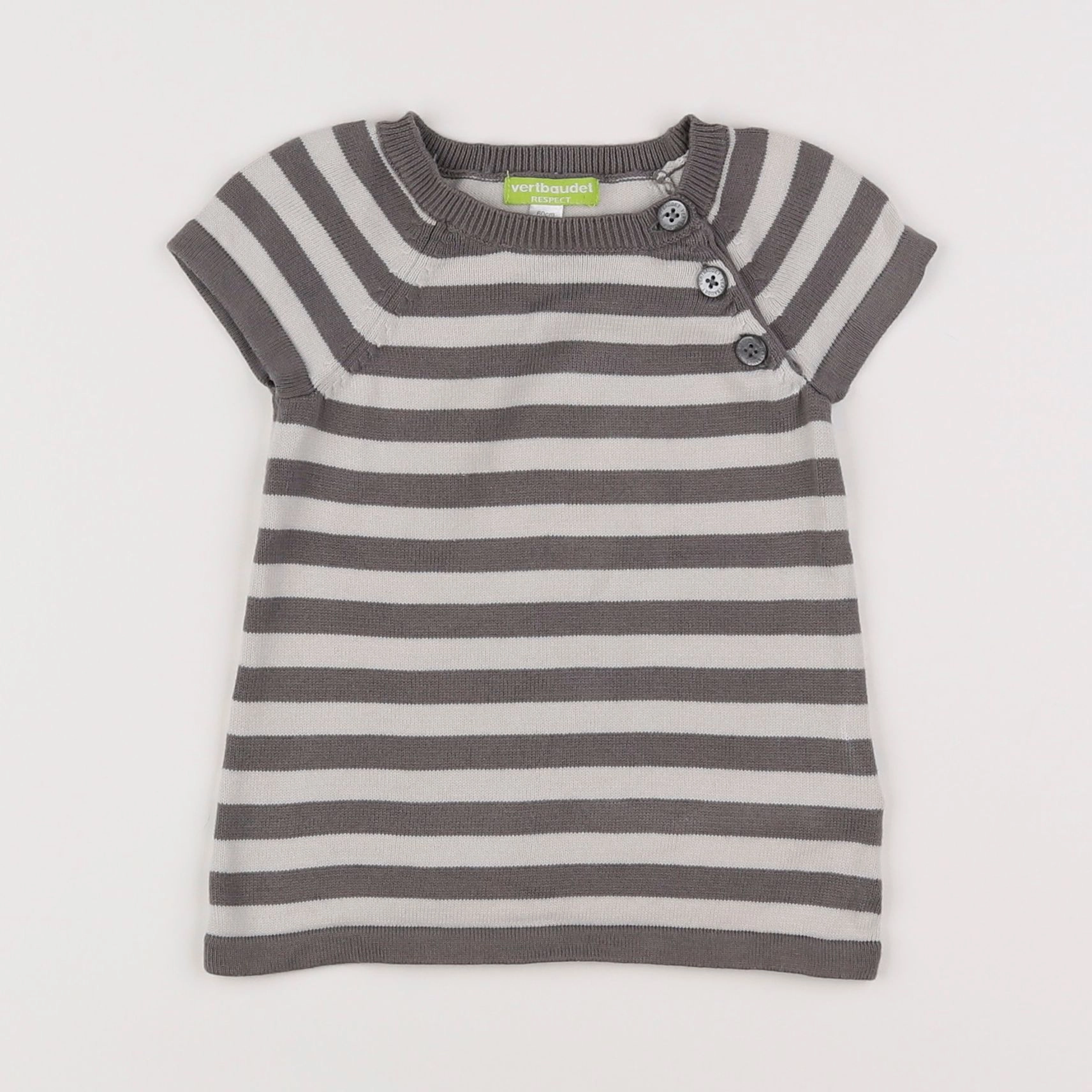 Vertbaudet - robe blanc, gris - 3 mois