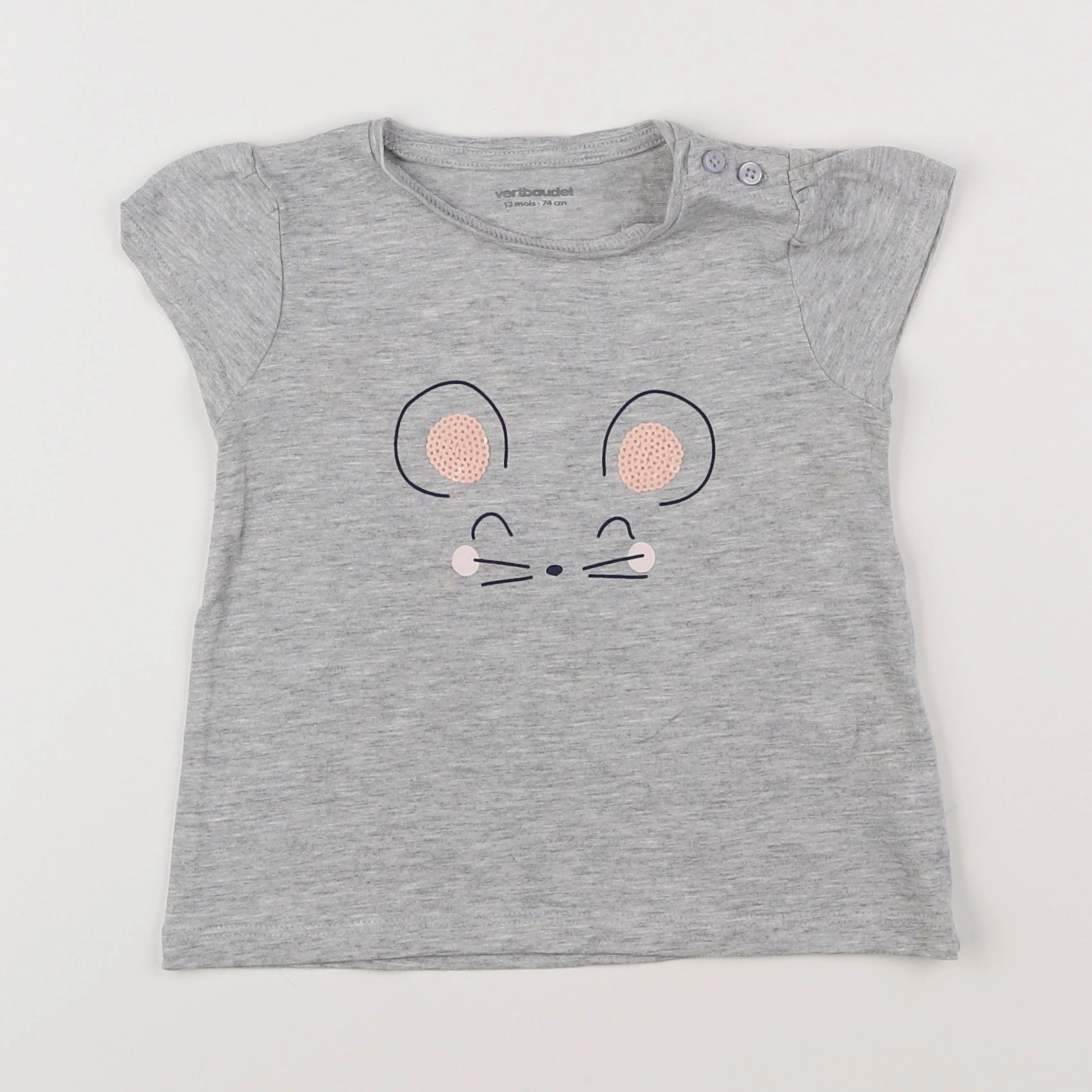 Vertbaudet - tee-shirt gris - 12 mois