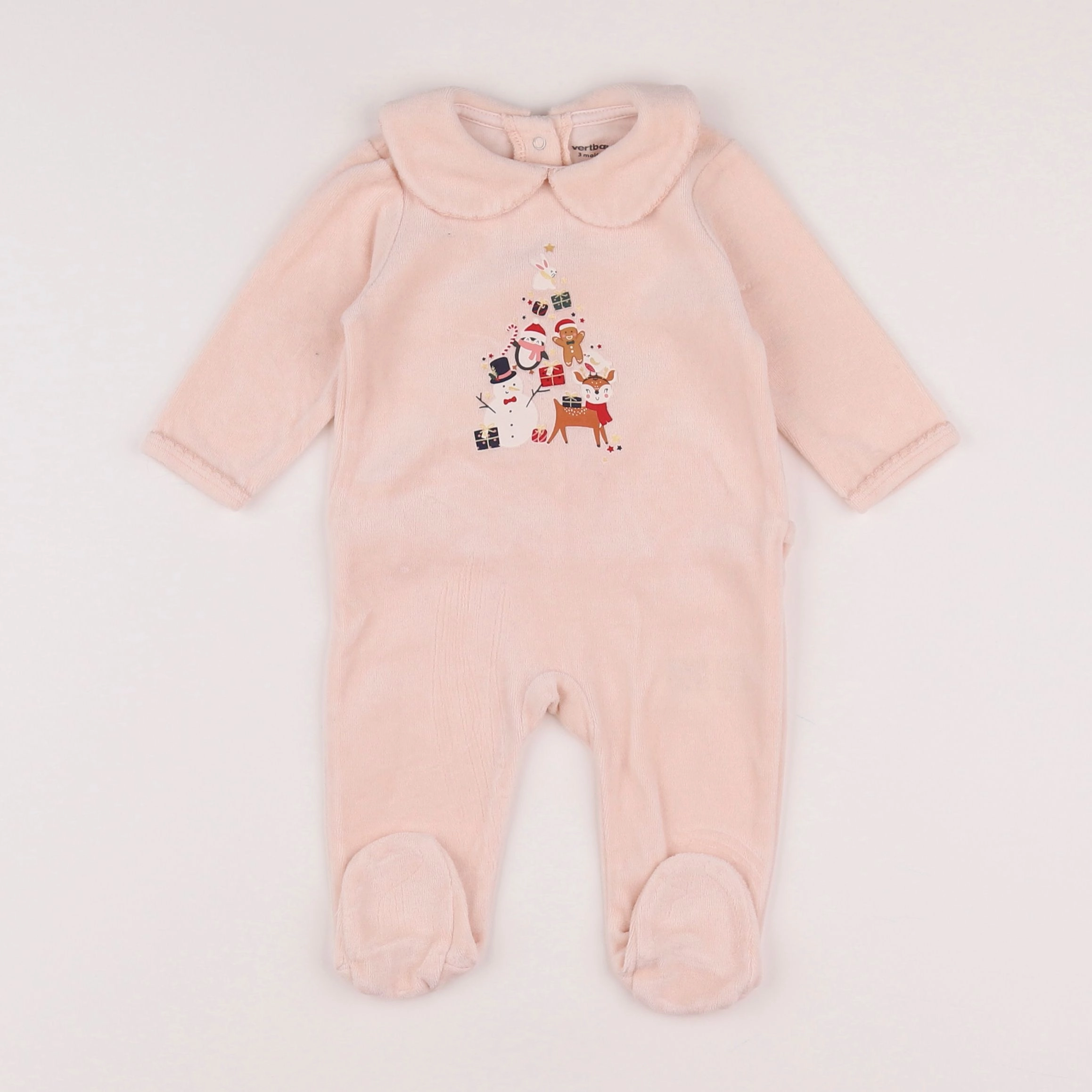 Vertbaudet - pyjama velours rose - 3 mois