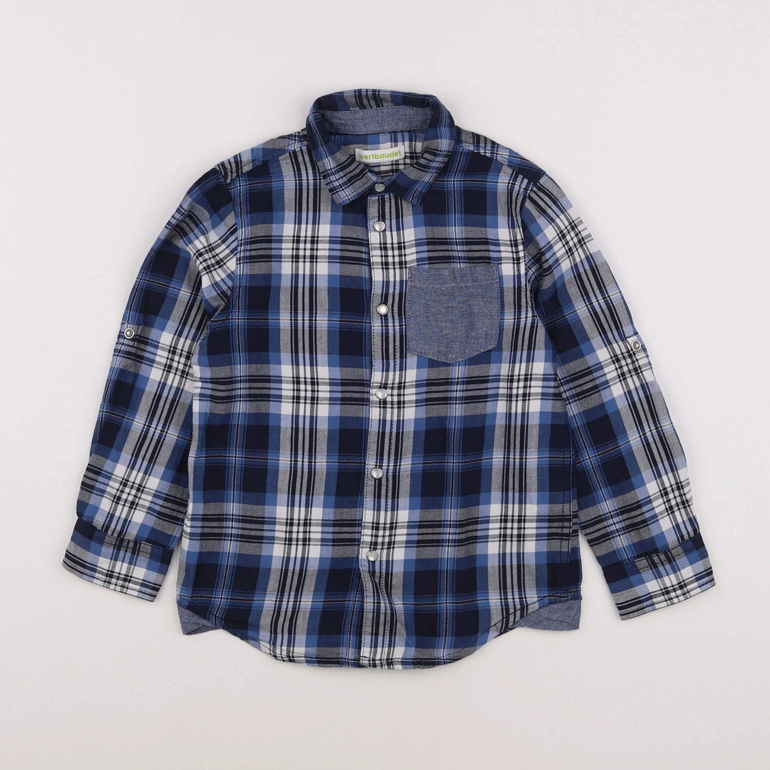 Vertbaudet - chemise imprimé au dos bleu - 6 ans